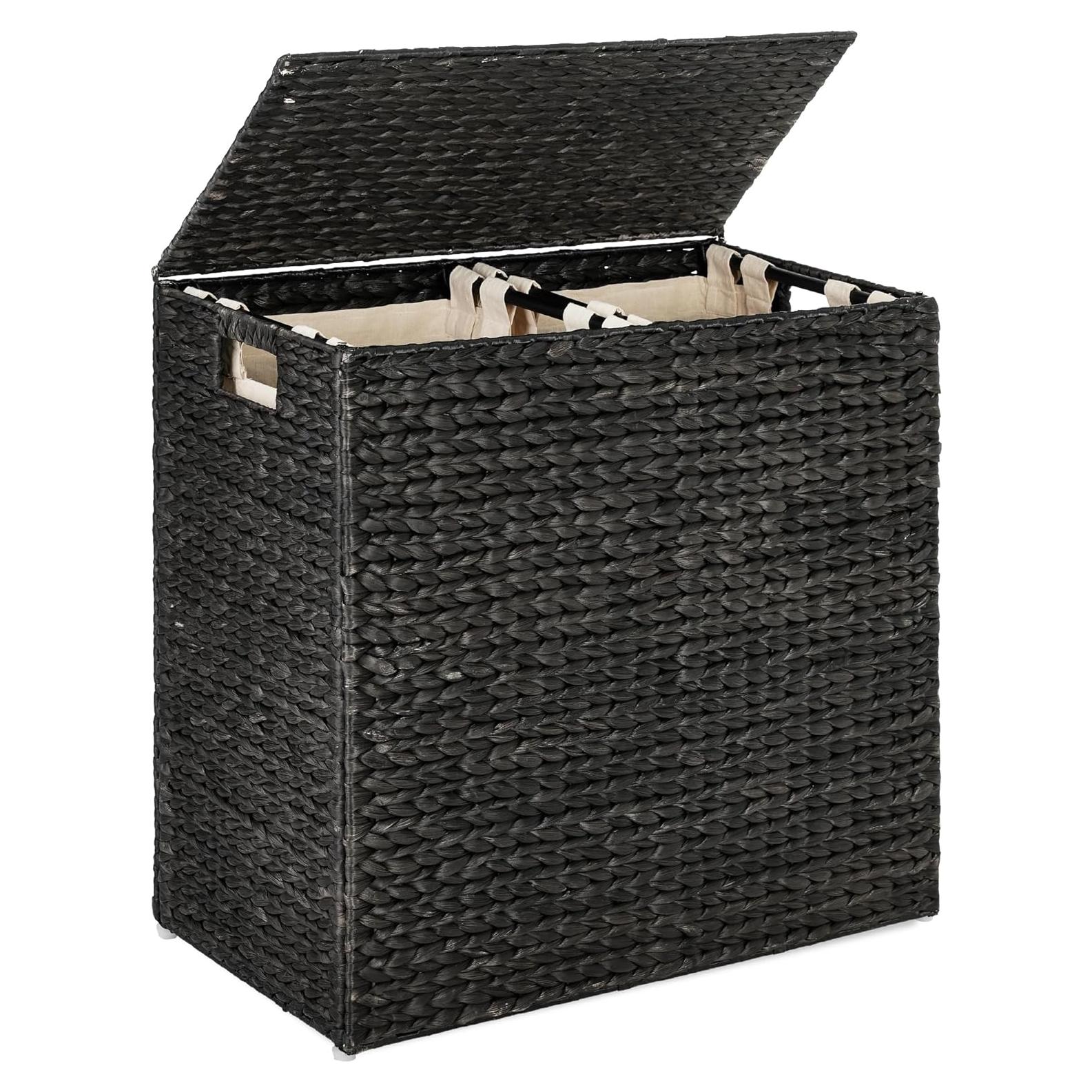 Cesto de Ropa Doble con Tapa Mejor Opción Productos - Negro