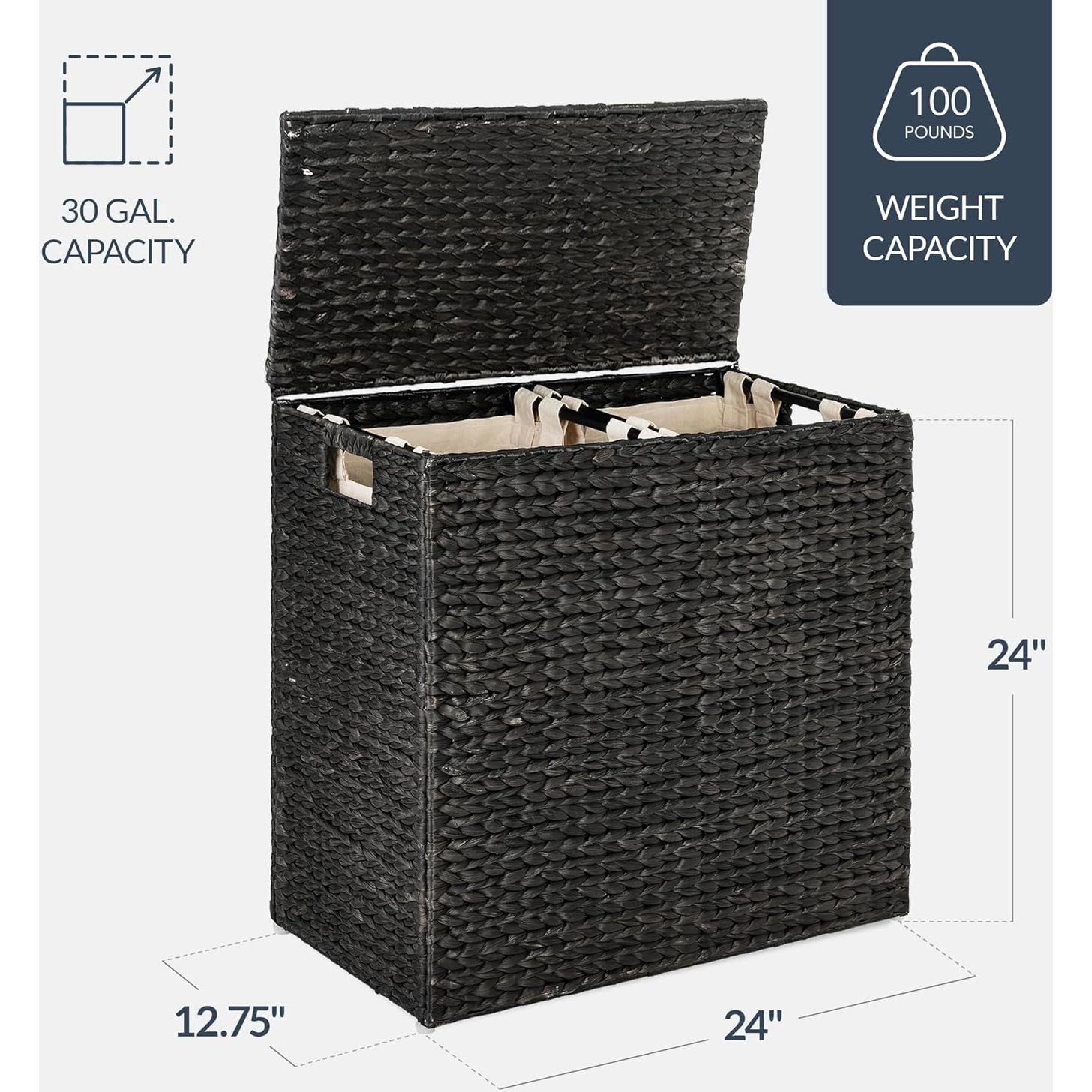 Cesto de Ropa Doble con Tapa Mejor Opción Productos - Negro