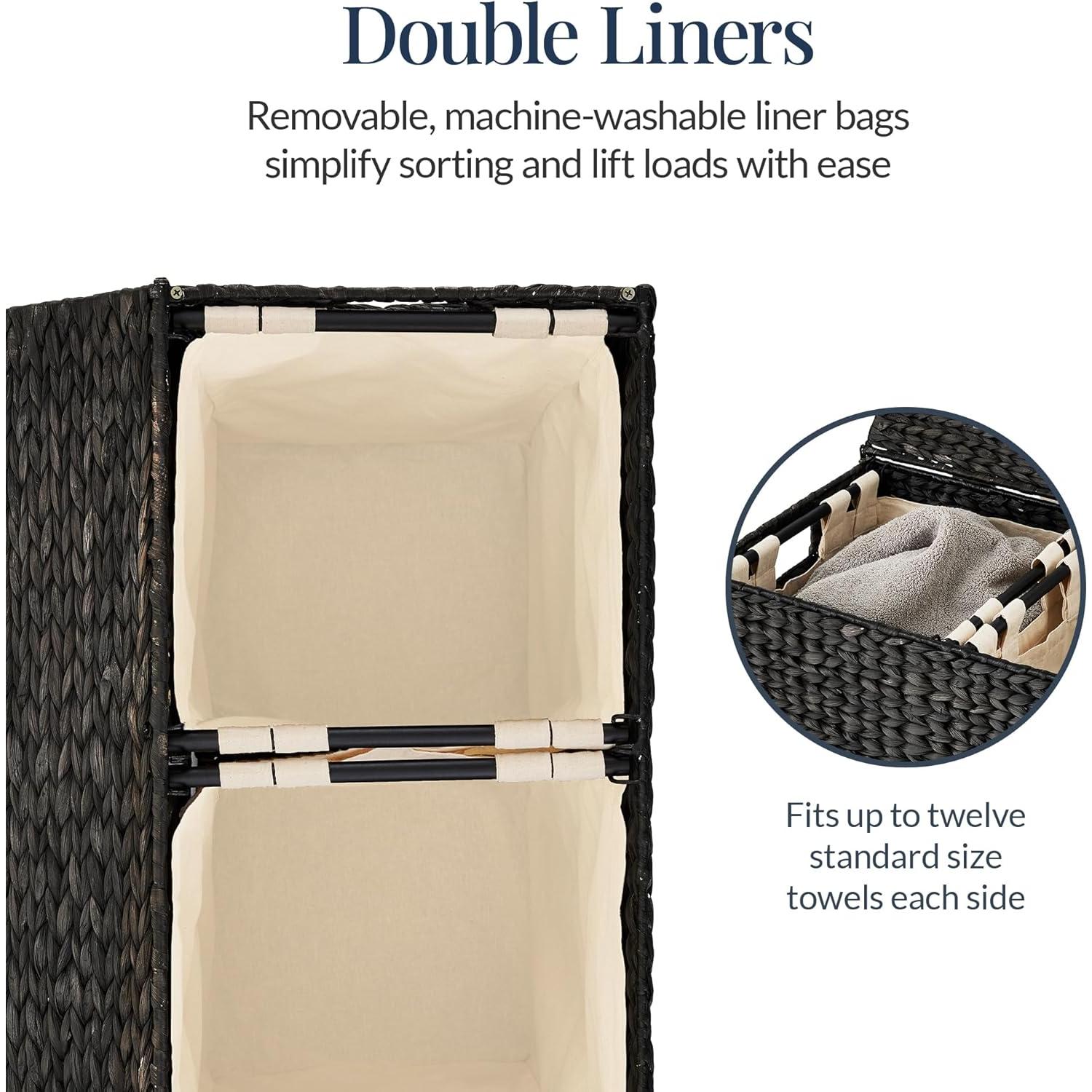 Cesto de Ropa Doble con Tapa Mejor Opción Productos - Negro