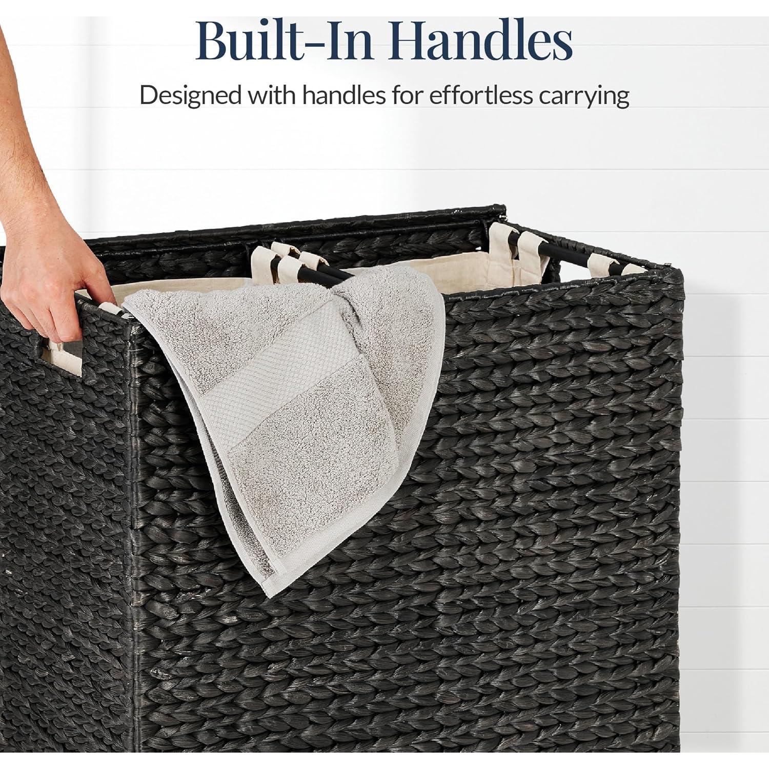 Cesto de Ropa Doble con Tapa Mejor Opción Productos - Negro