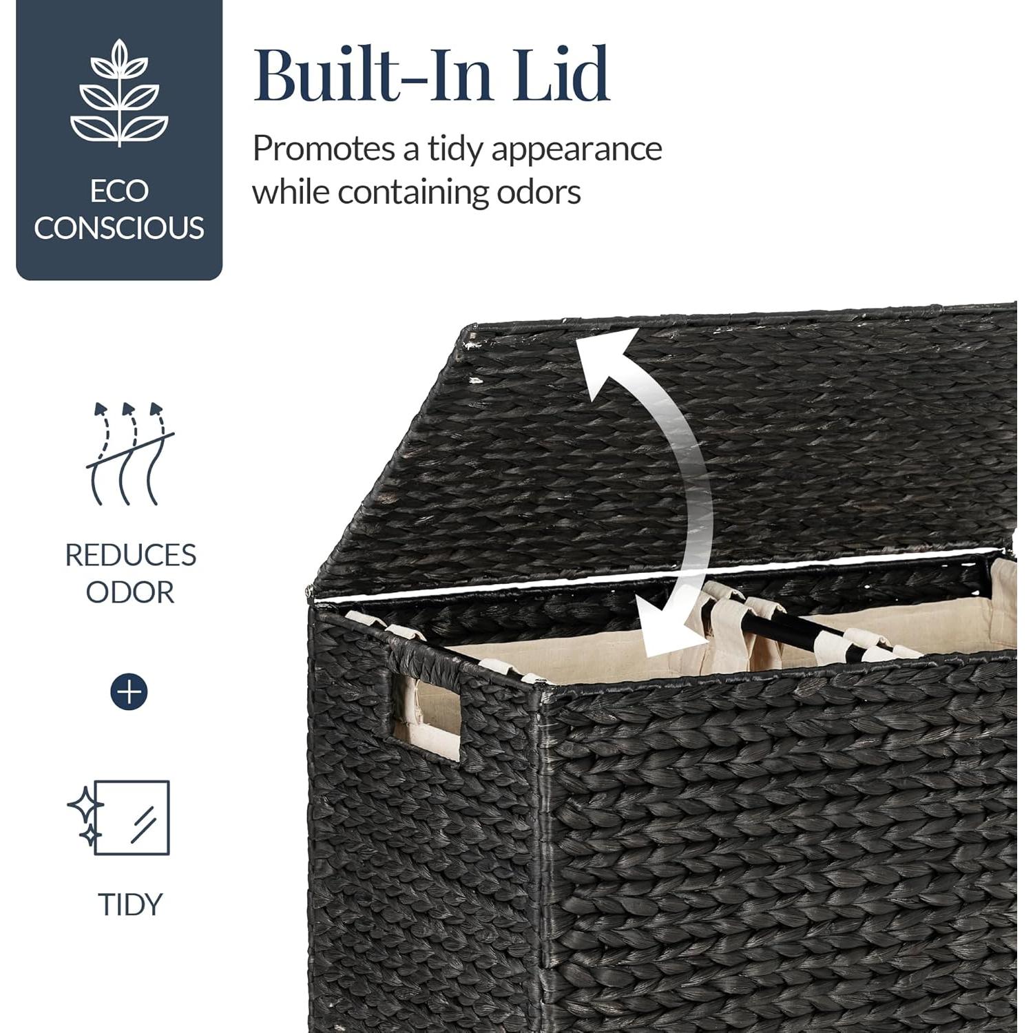 Cesto de Ropa Doble con Tapa Mejor Opción Productos - Negro