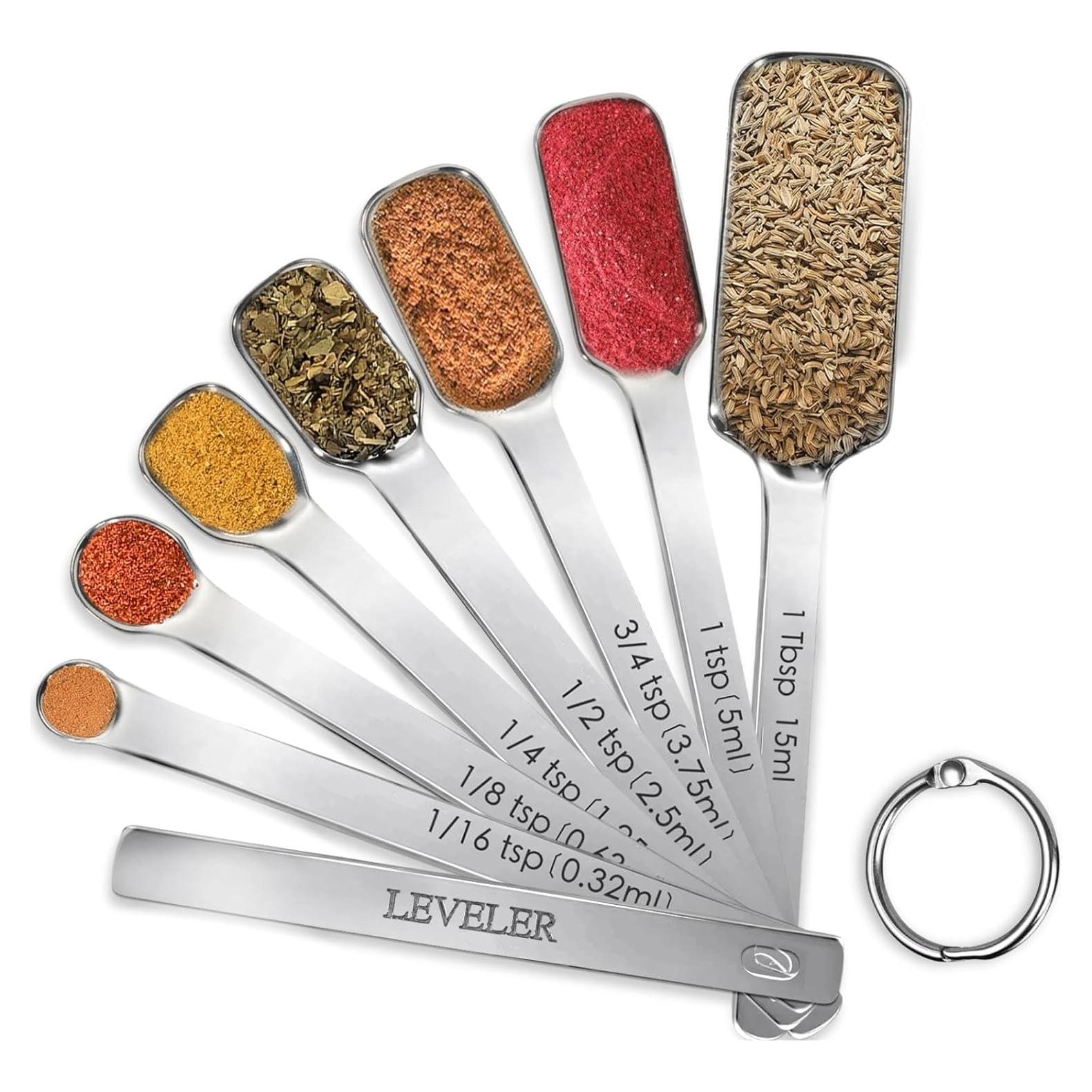 Juego de cucharas medidoras YUNNKEEY de acero inoxidable 8 piezas