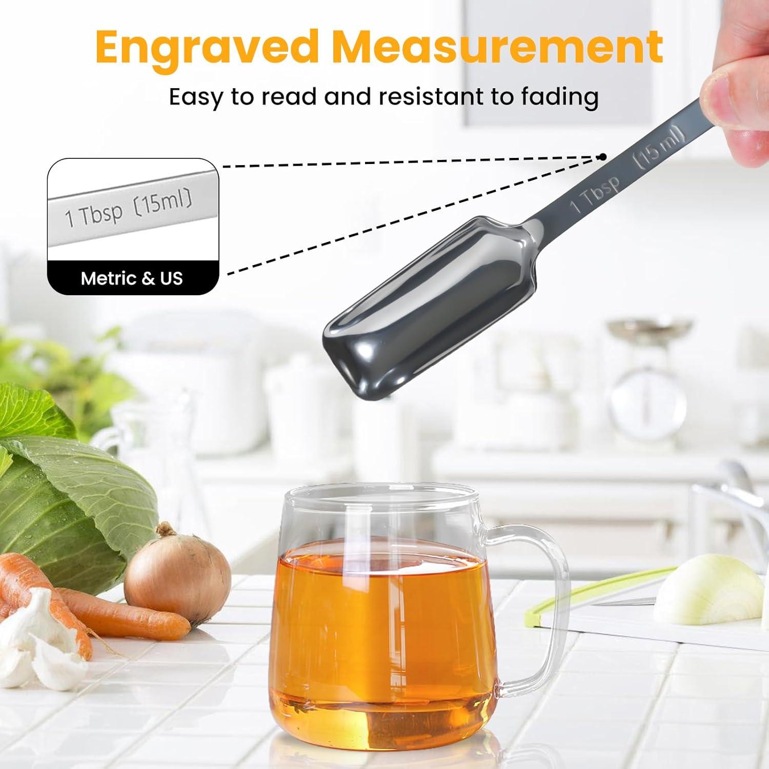 Juego de cucharas medidoras YUNNKEEY de acero inoxidable 8 piezas