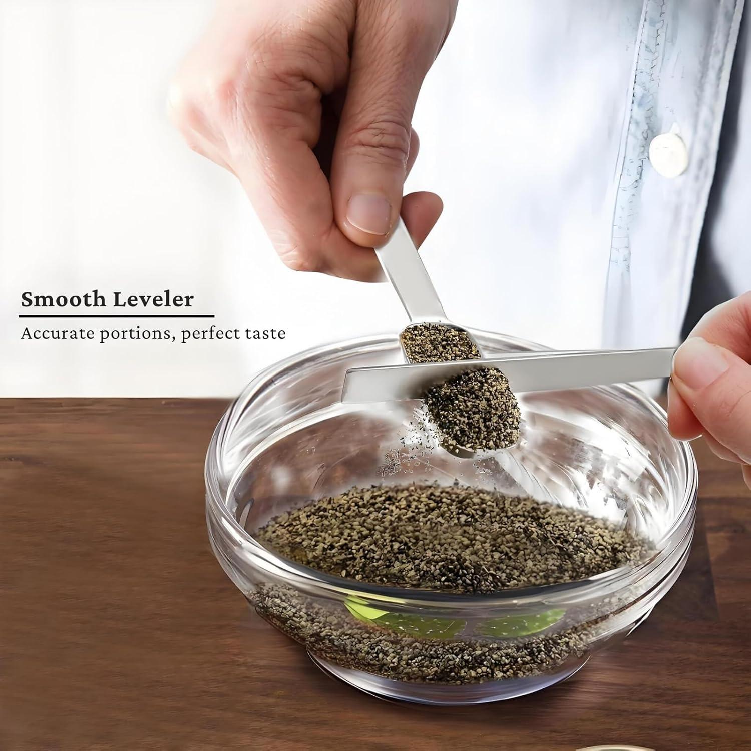 Juego de cucharas medidoras YUNNKEEY de acero inoxidable 8 piezas