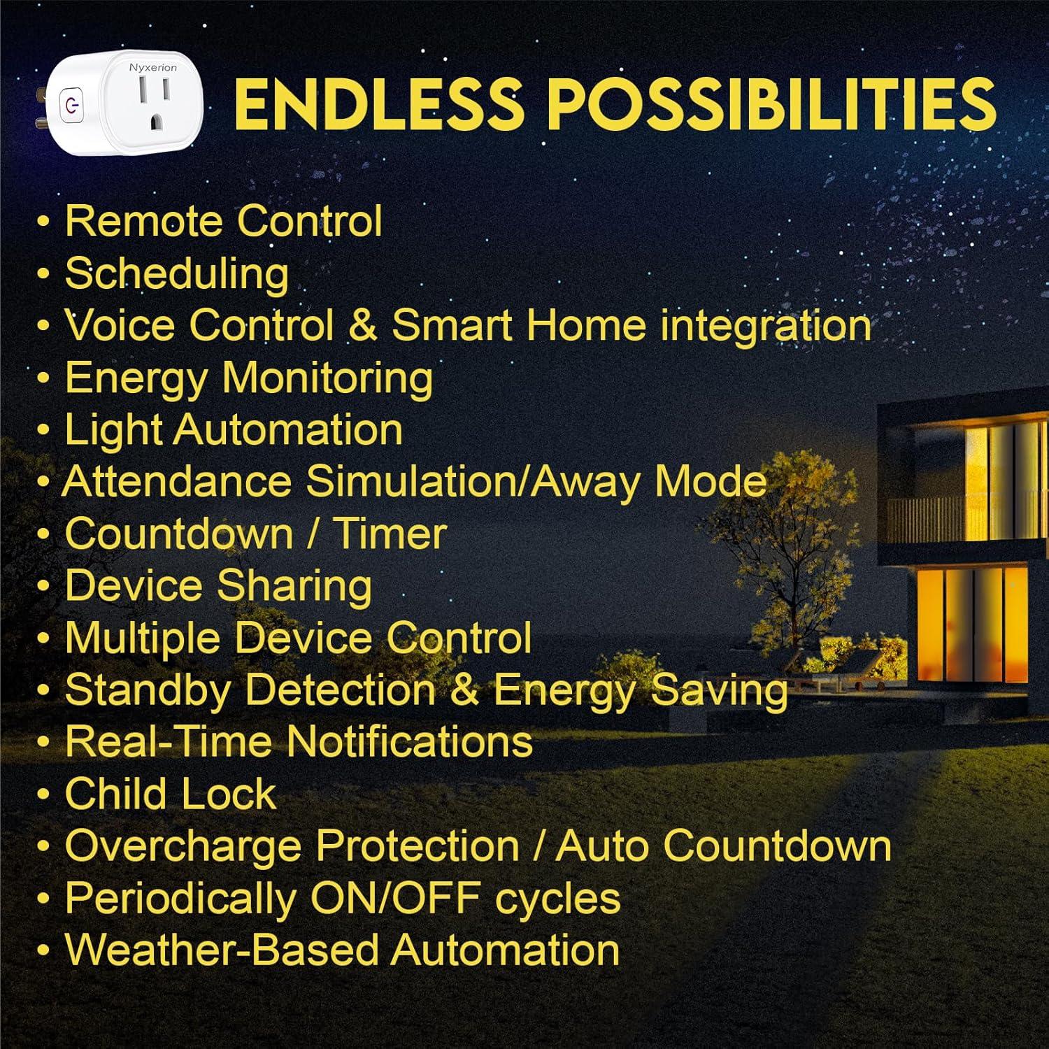 Enchufe Inteligente Nyxerion WiFi Blanco Control Remoto Alexa