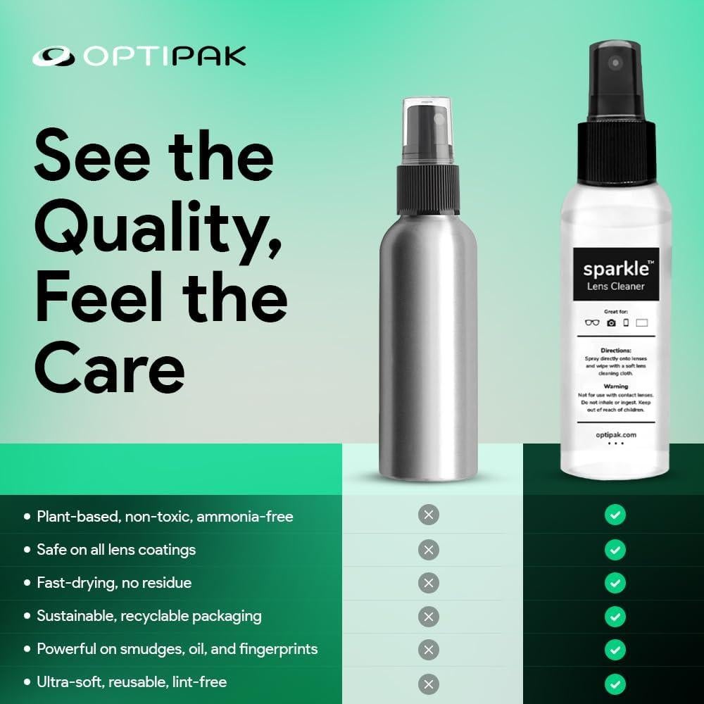 Kit Limpiador de Lentes OPTIPAK 30ml + Paño Microfibra Negro