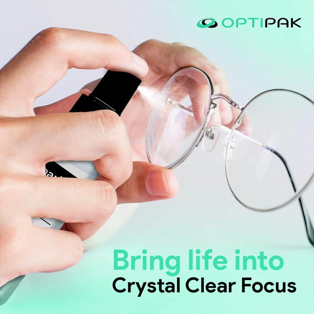 Kit Limpiador de Lentes OPTIPAK 30ml + Paño Microfibra Negro