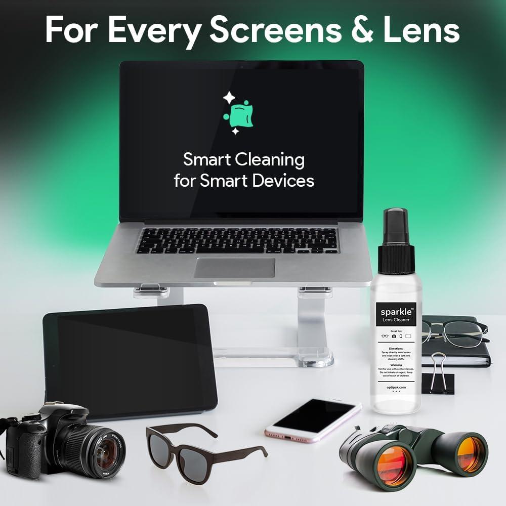 Kit Limpiador de Lentes OPTIPAK 30ml + Paño Microfibra Negro