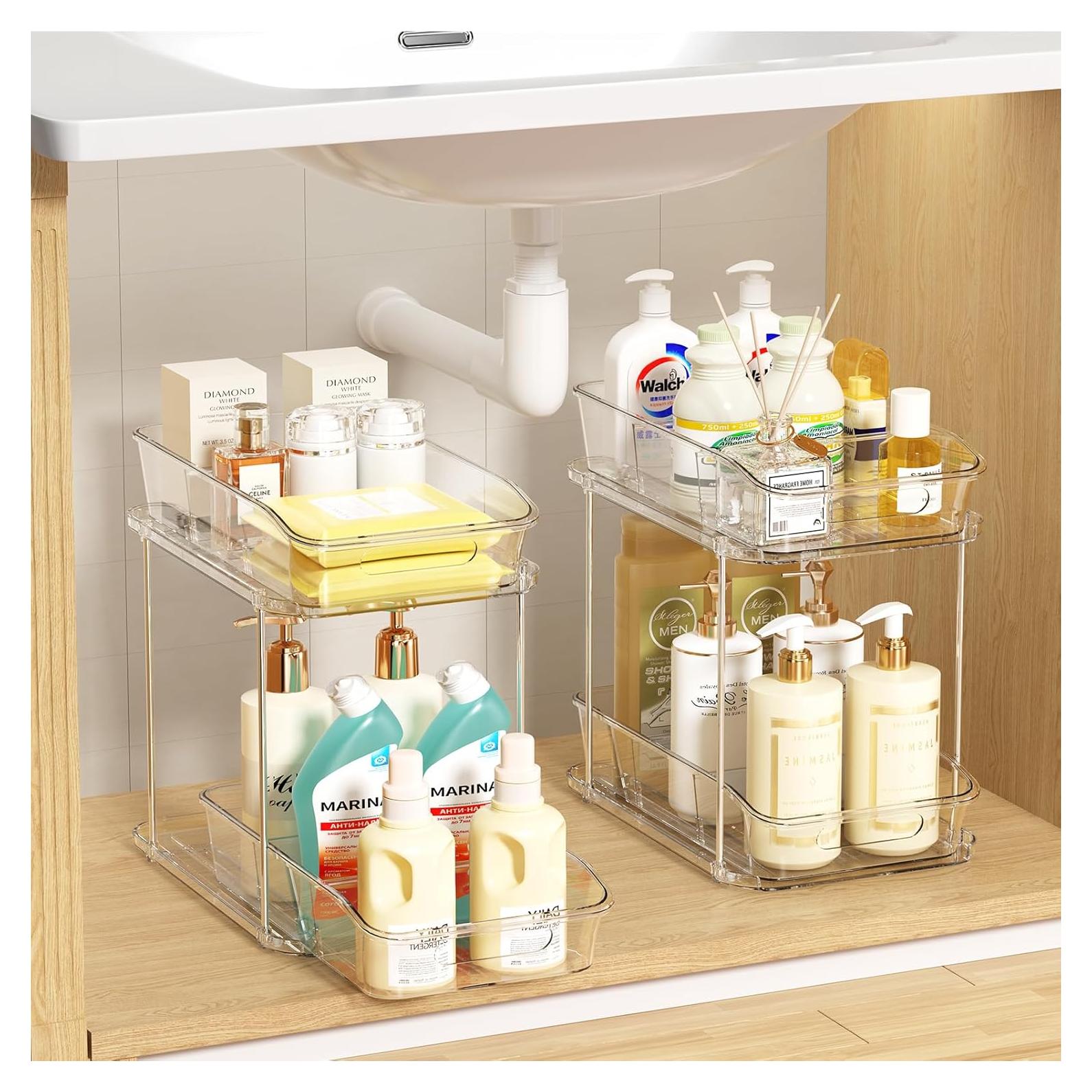 Organizadores de Almacenamiento LAMU 2 Niveles Transparentes 2 Pzas