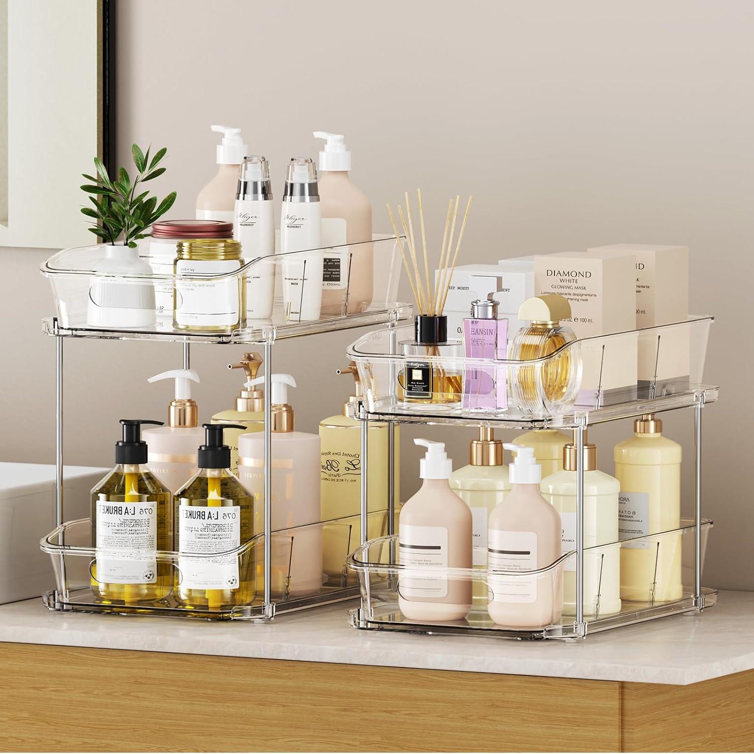 Organizadores de Almacenamiento LAMU 2 Niveles Transparentes 2 Pzas