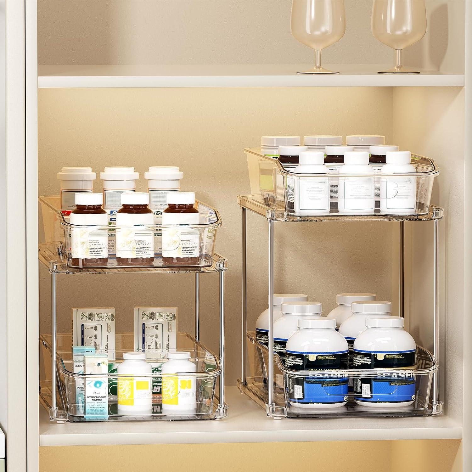 Organizadores de Almacenamiento LAMU 2 Niveles Transparentes 2 Pzas