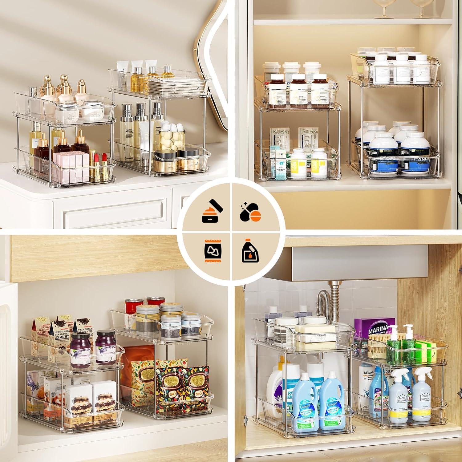 Organizadores de Almacenamiento LAMU 2 Niveles Transparentes 2 Pzas