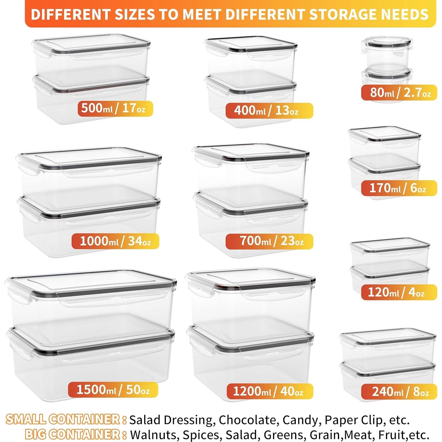 40 Contenedores de Almacenamiento GEIKR Sin BPA Herméticos