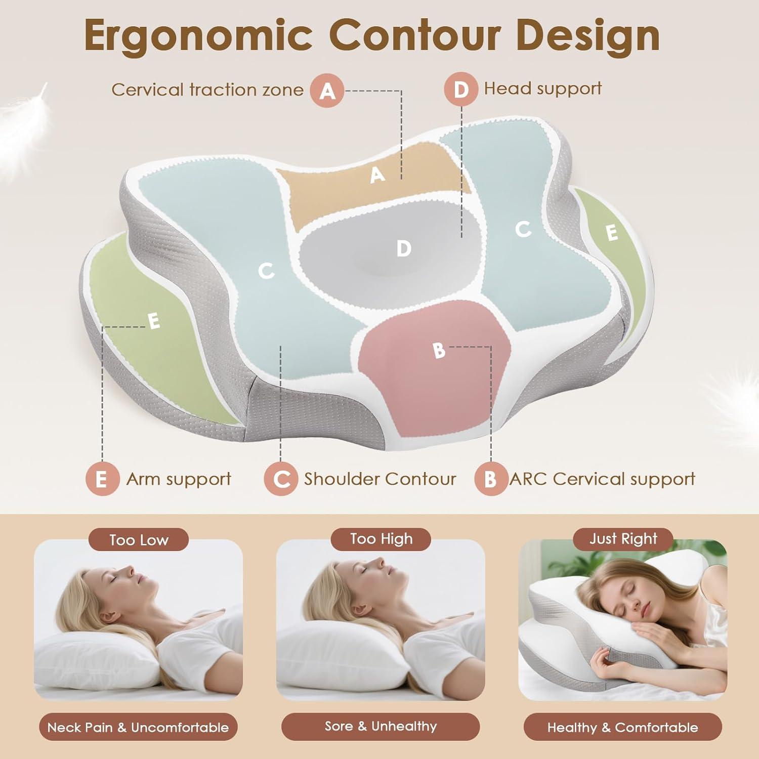 Almohada Cervical ORIHI P1122 Espuma Viscoelástica 62x41cm