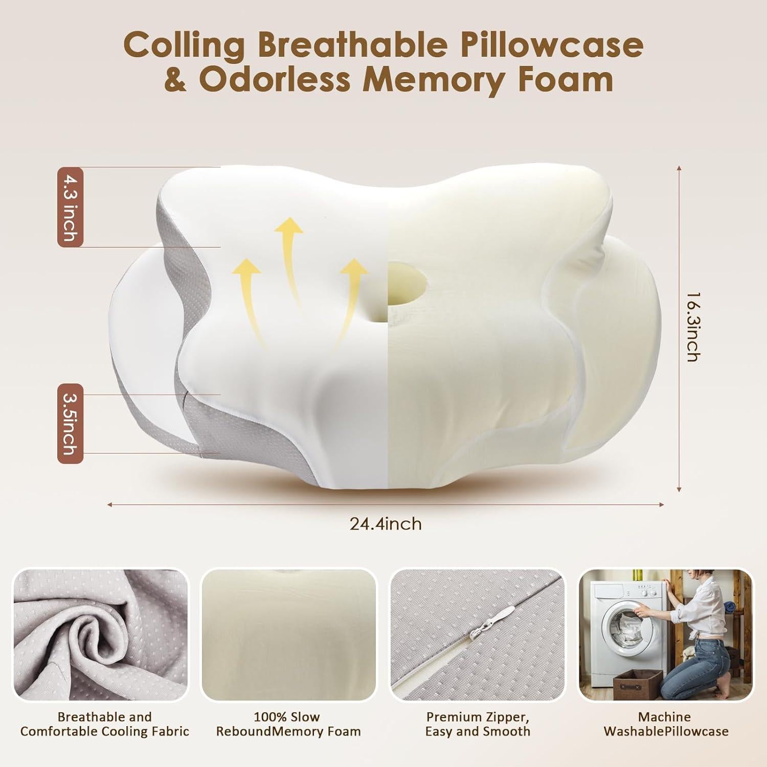 Almohada Cervical ORIHI P1122 Espuma Viscoelástica 62x41cm