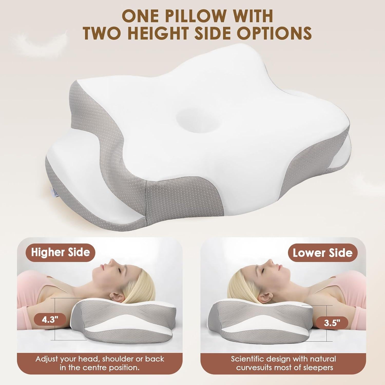 Almohada Cervical ORIHI P1122 Espuma Viscoelástica 62x41cm