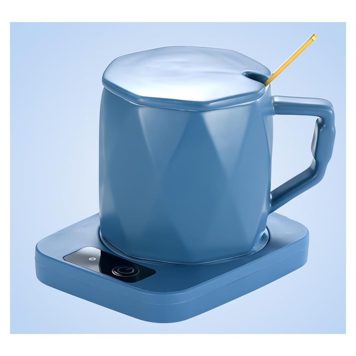 Calentador de Tazas de Café XYJ con Taza y Cuchara Azul