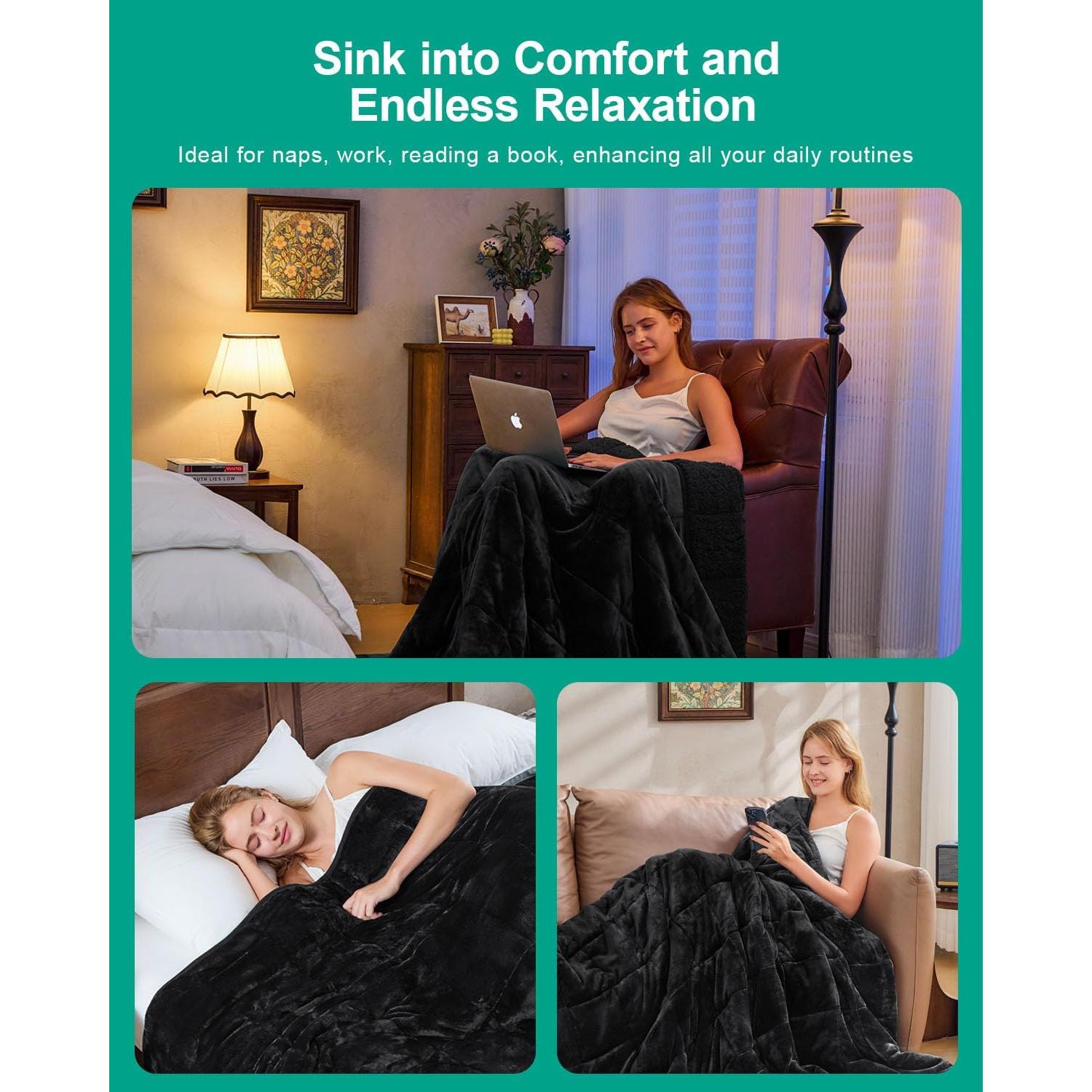 Manta con peso Eazfy Pro Sherpa 122x183 cm 5.4 kg Negra