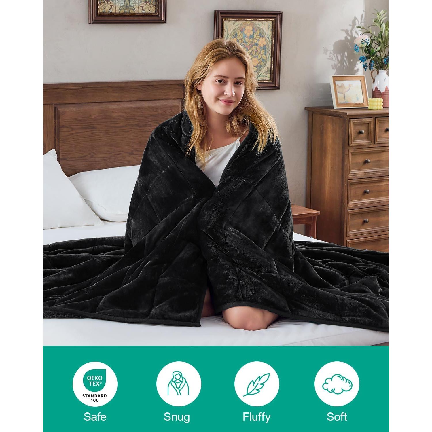 Manta con peso Eazfy Pro Sherpa 122x183 cm 5.4 kg Negra