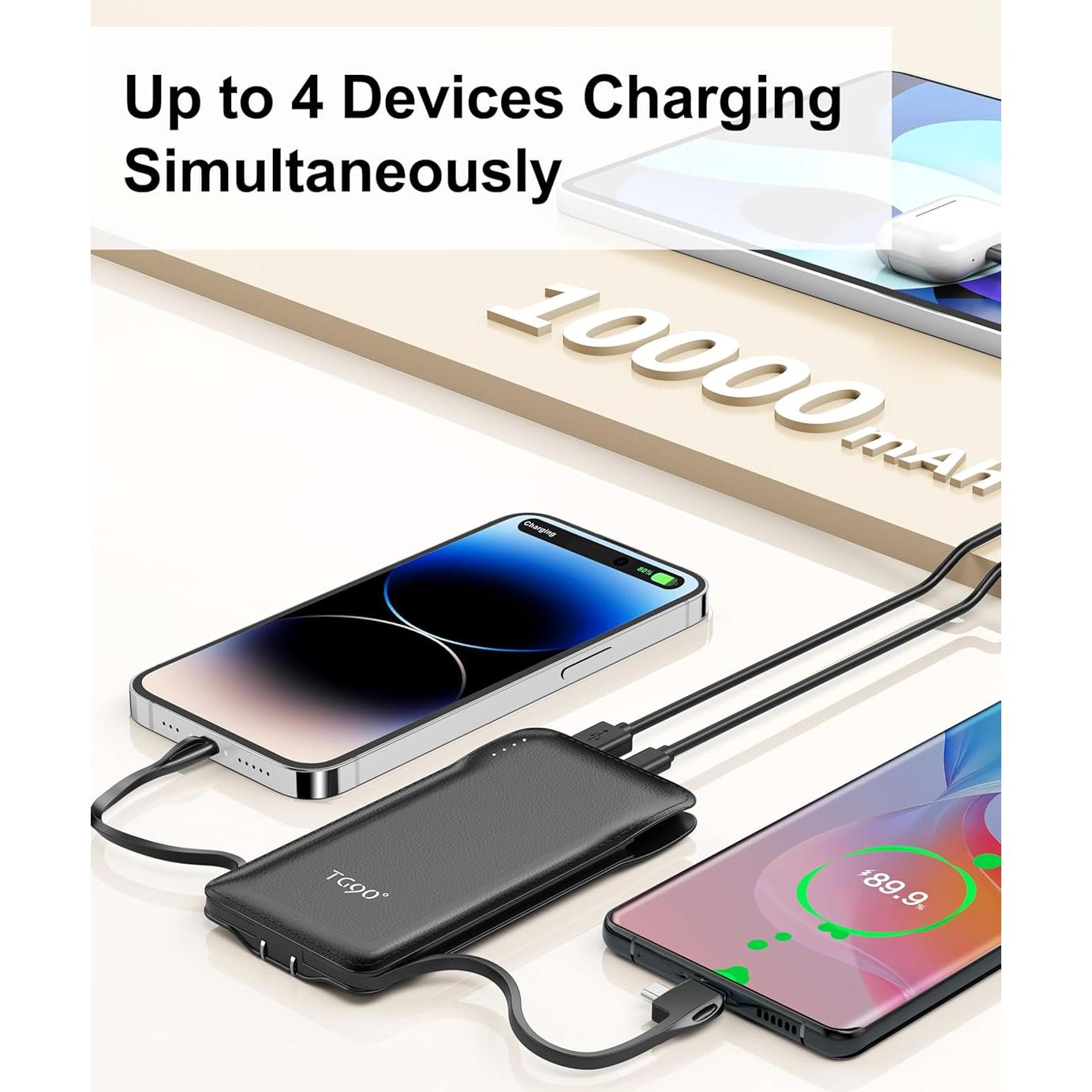 Banco de Energía TG90° 10000mAh con Enchufe AC Plegable