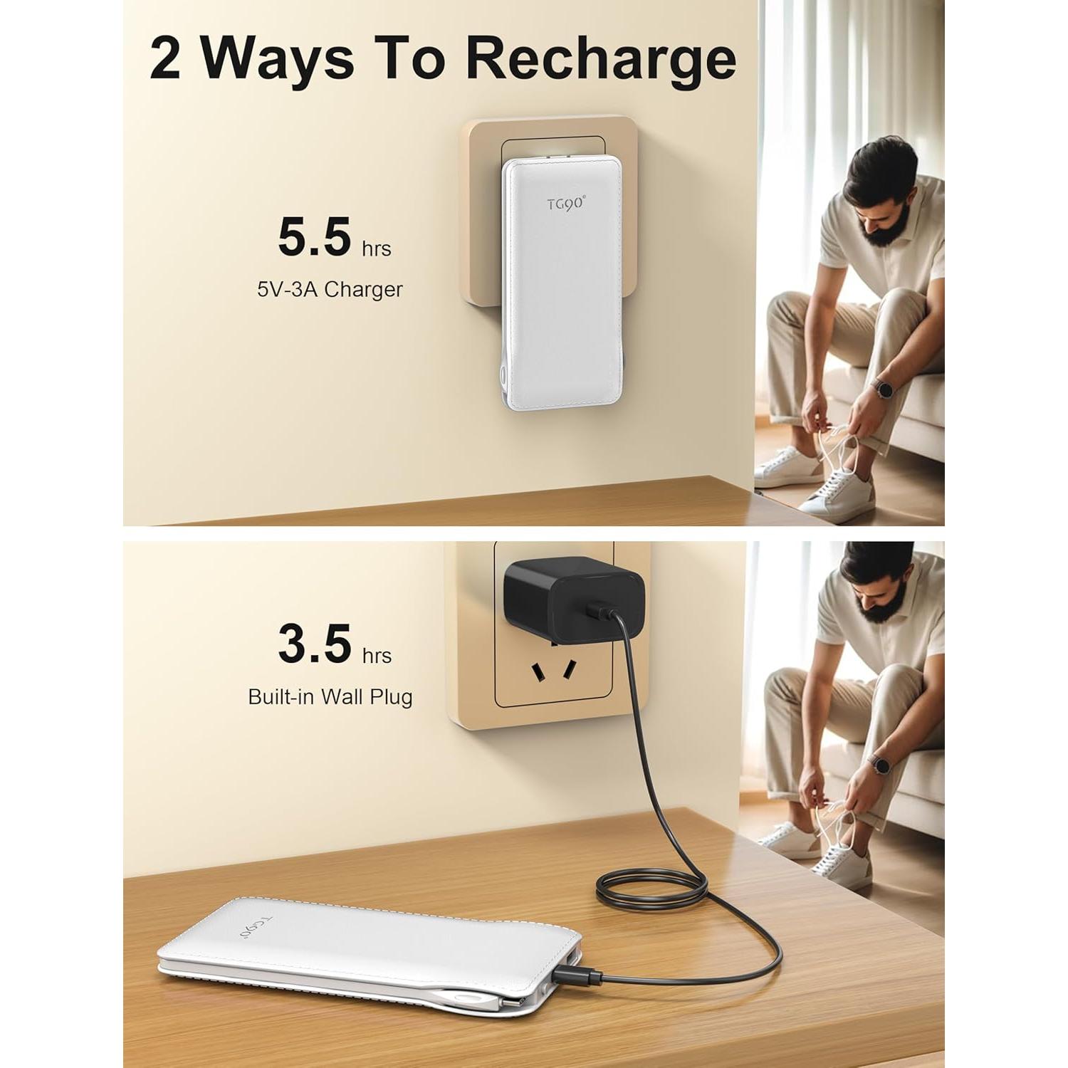 Banco de Energía TG90° 10000mAh con Enchufe AC Plegable