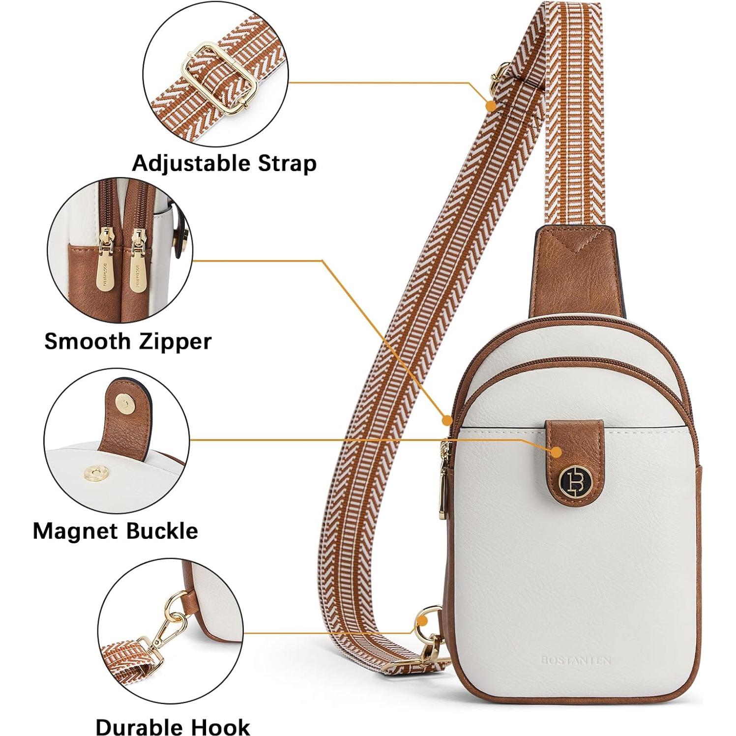 Bolsa Bandolera Pequeña BOSTANTEN de Cuero para Mujeres