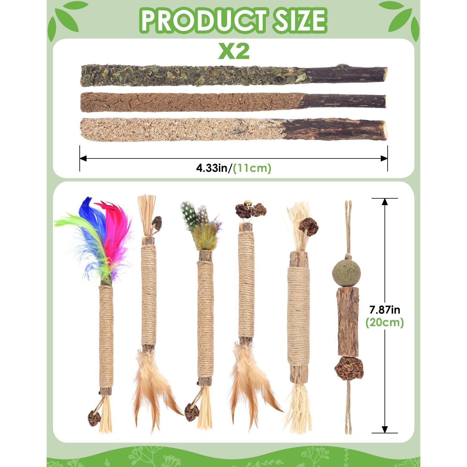 Palos de Masticar para Gatos TINDTOP - Paquete de 12, Natural