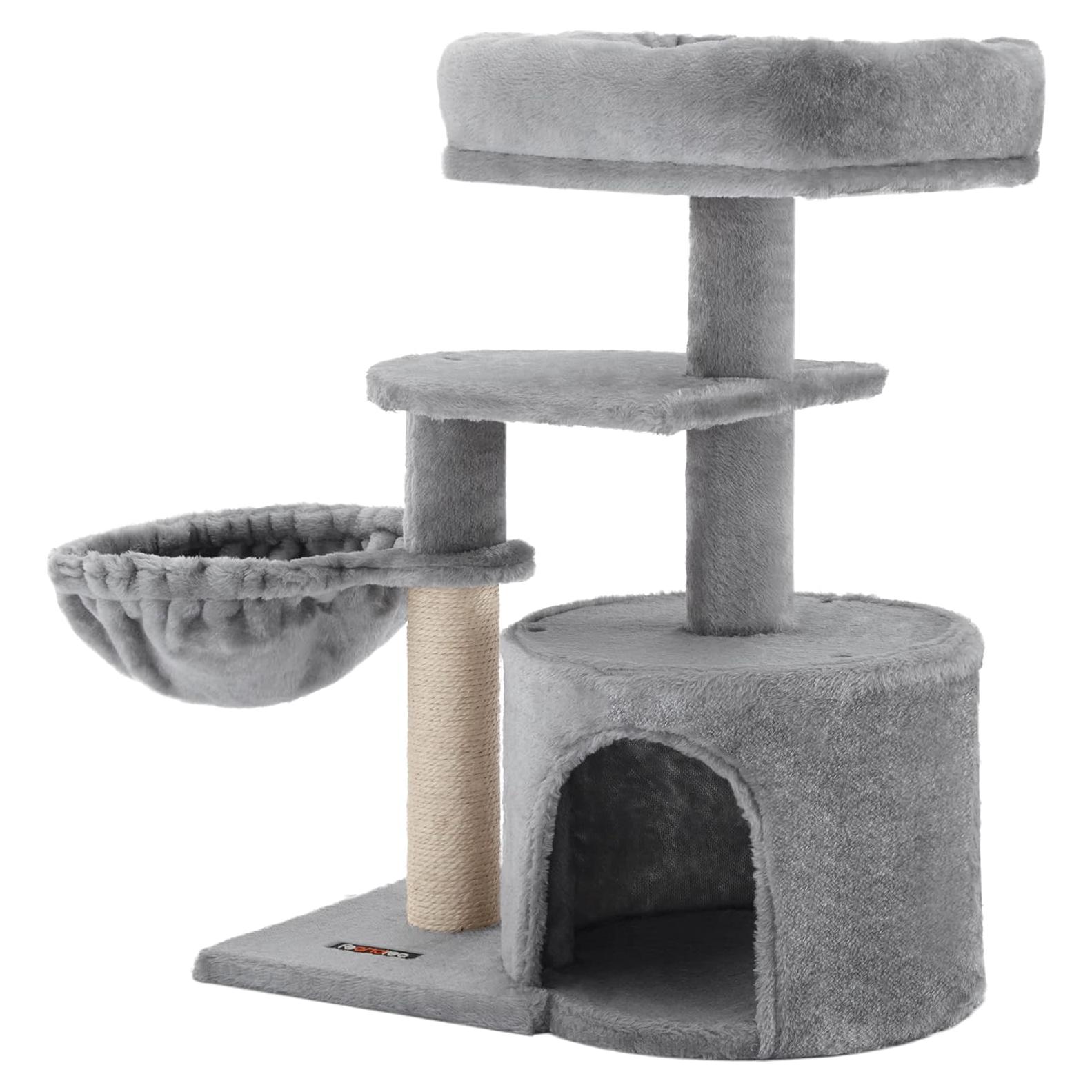 Árbol para Gatos Feandrea UPCT59W, Gris Claro, 53x33x68 cm