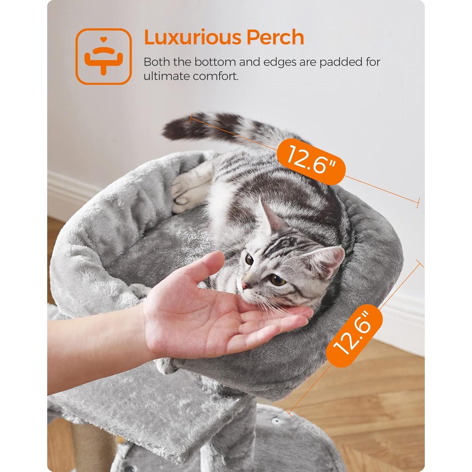 Árbol para Gatos Feandrea UPCT59W, Gris Claro, 53x33x68 cm