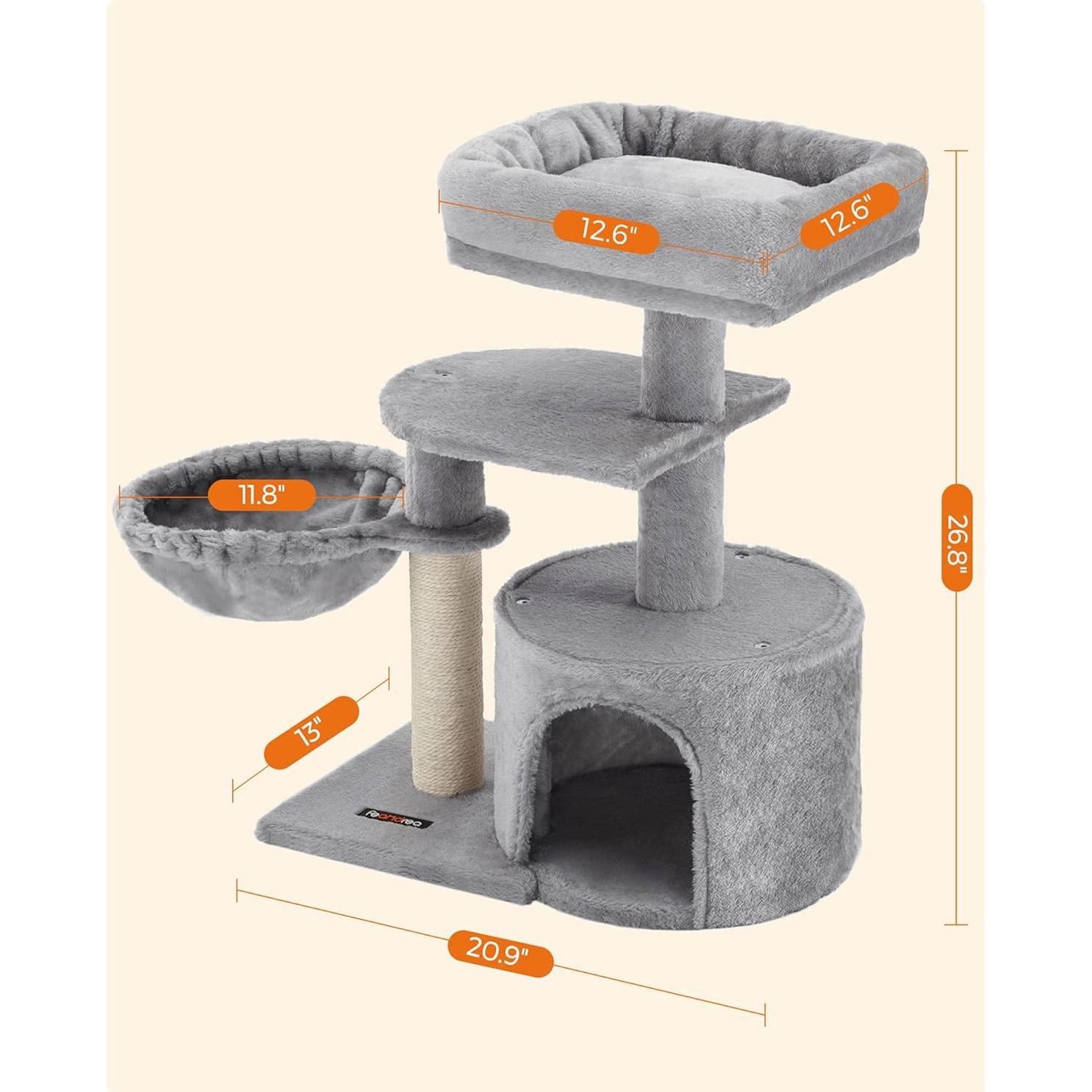 Árbol para Gatos Feandrea UPCT59W, Gris Claro, 53x33x68 cm