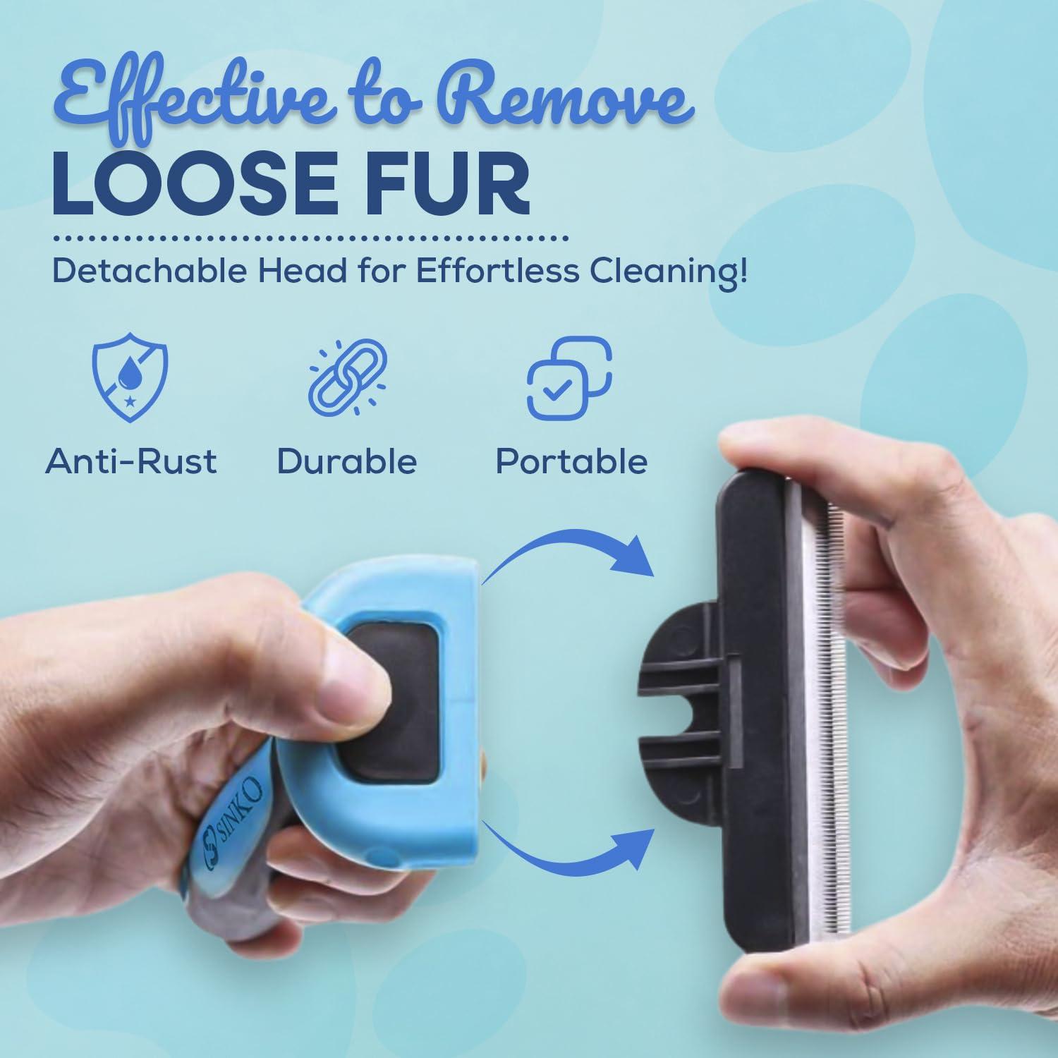 Cepillo Deshedding Sinko para Perros y Gatos Azul - Reduce Desprendimiento 95%