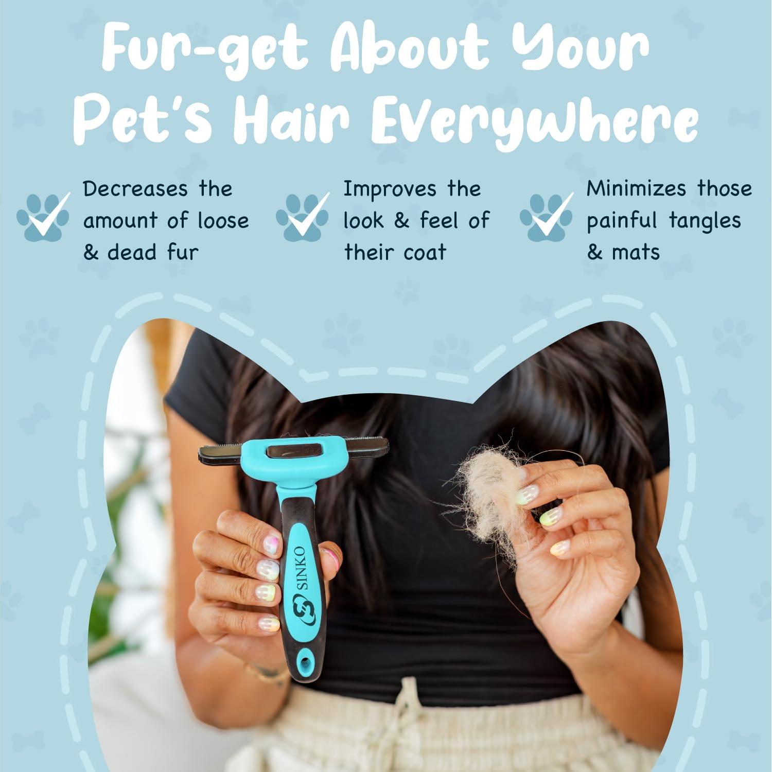 Cepillo Deshedding Sinko para Perros y Gatos Azul - Reduce Desprendimiento 95%