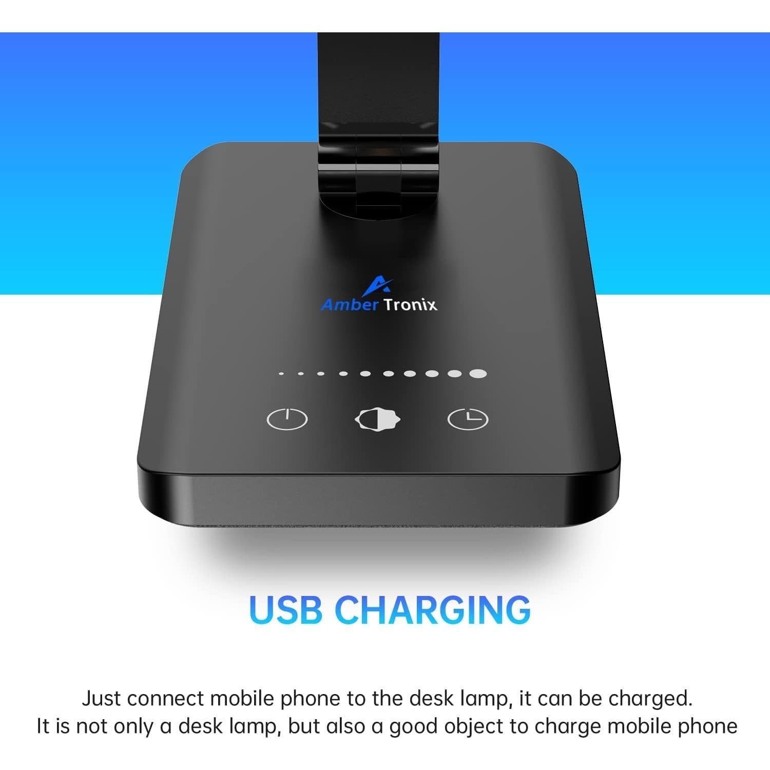Lámpara de Escritorio LED Ambertronix AT-286-B con Carga USB