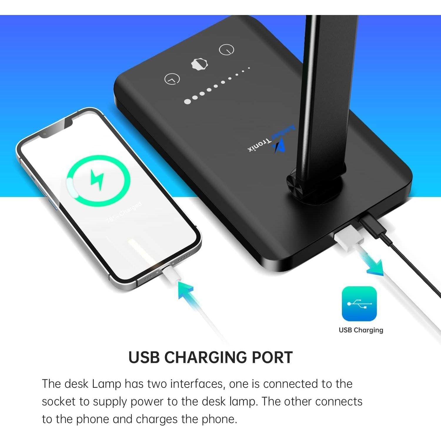 Lámpara de Escritorio LED Ambertronix AT-286-B con Carga USB