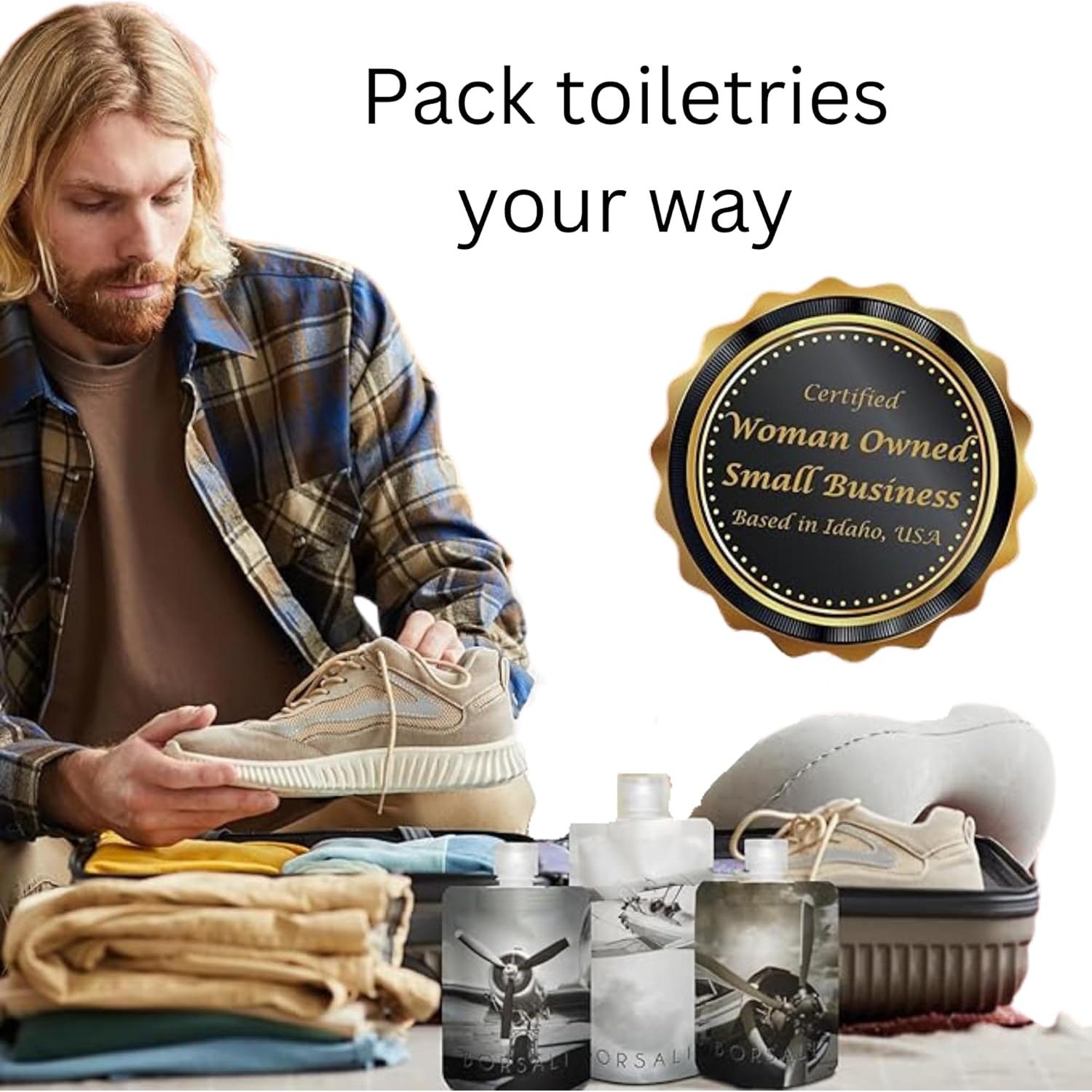 Botellas de Viaje BORSALI 3oz (89ml) Set 18 Piezas TSA