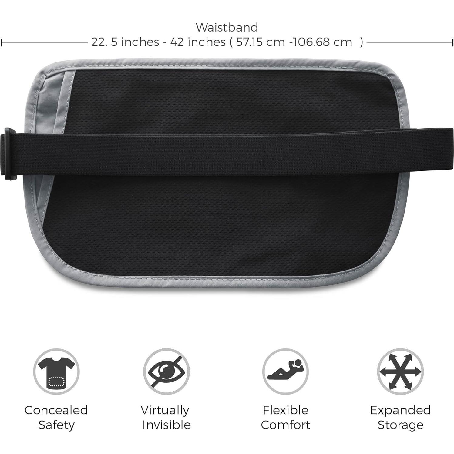 Cinturón de Dinero Zero Grid Gris Ceniza con Bloqueo RFID