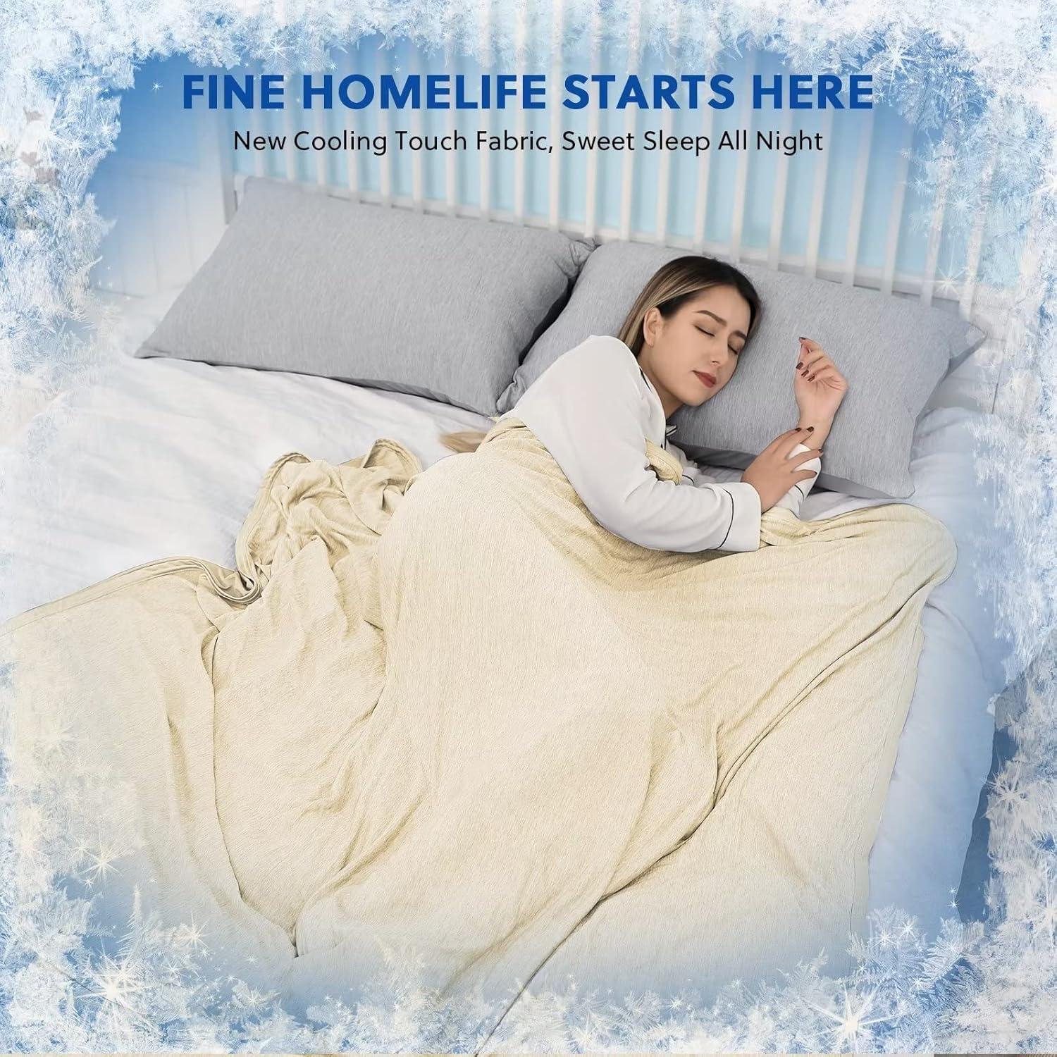 Manta Enfriadora HOMFINE Beige 152x203 cm Reversible Transpirable