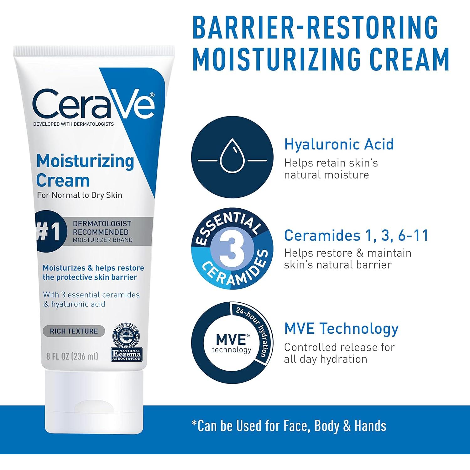 CeraVe Set Hidratante 227g Crema + 227g Limpiador Facial