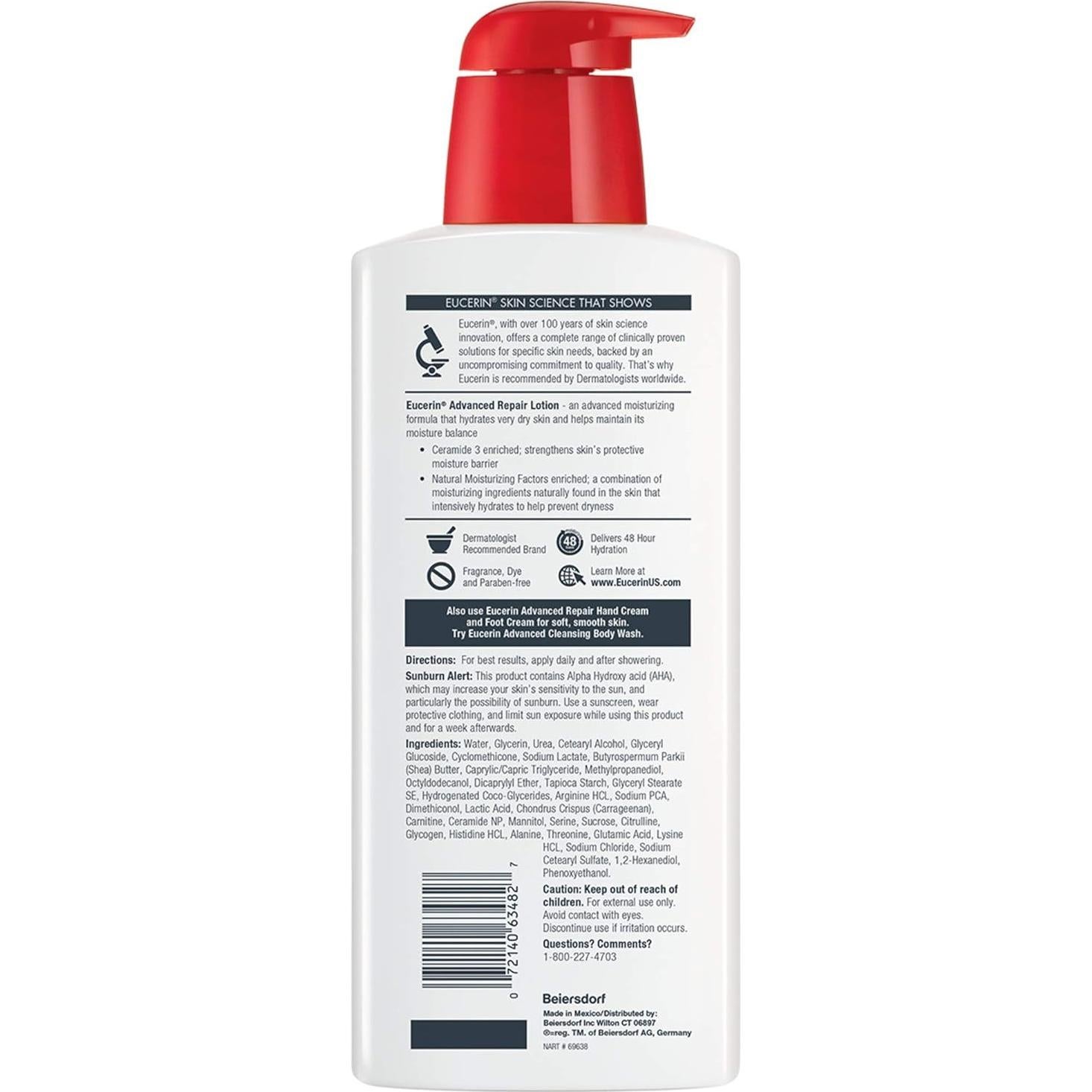 Loción Eucerin Advanced Repair 500 ml - Piel Muy Seca