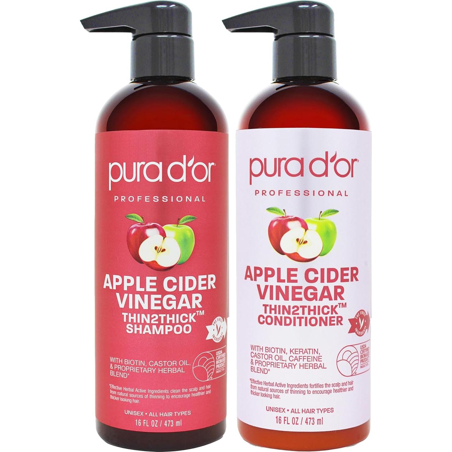 Set Champú y Acondicionador PURA D'OR Vinagre de Sidra + Biotina