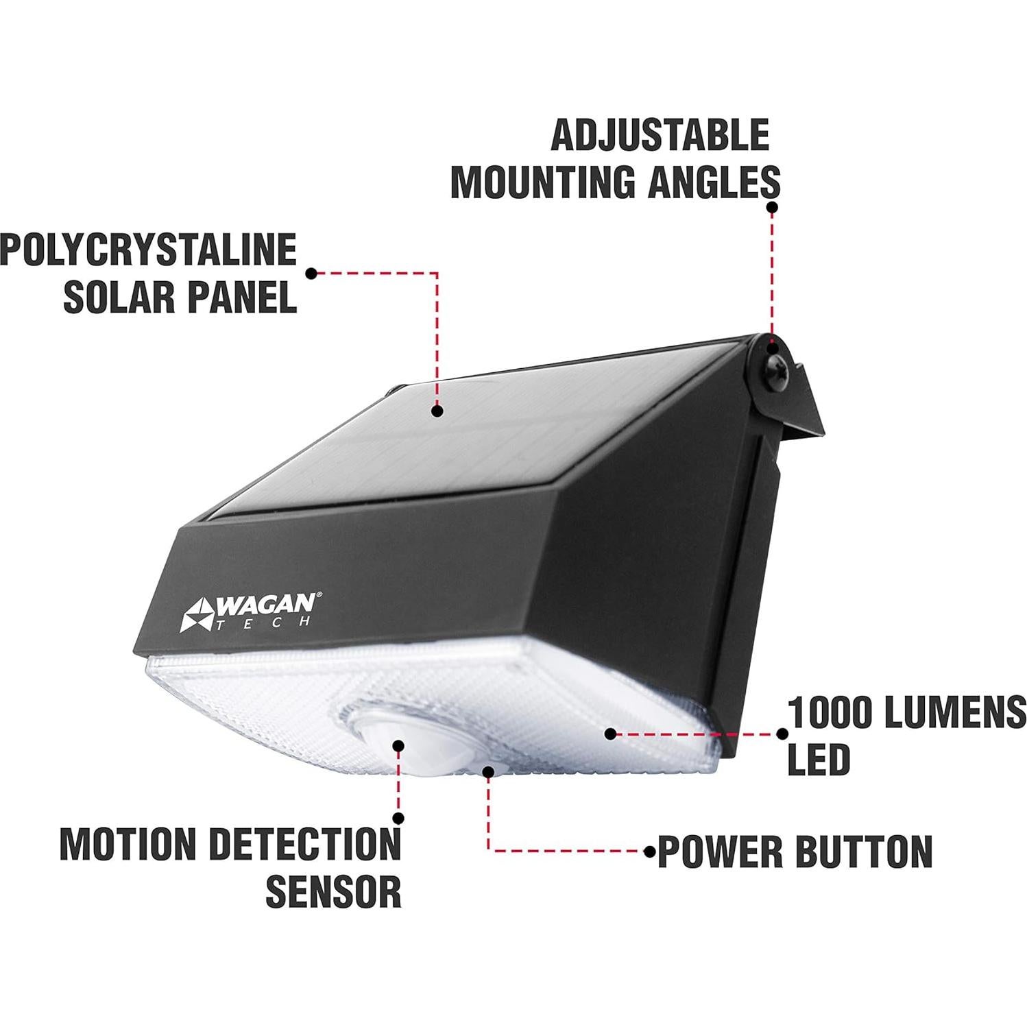 Luz Solar LED Wagan EL8570 1000 Lúmenes Detección Movimiento