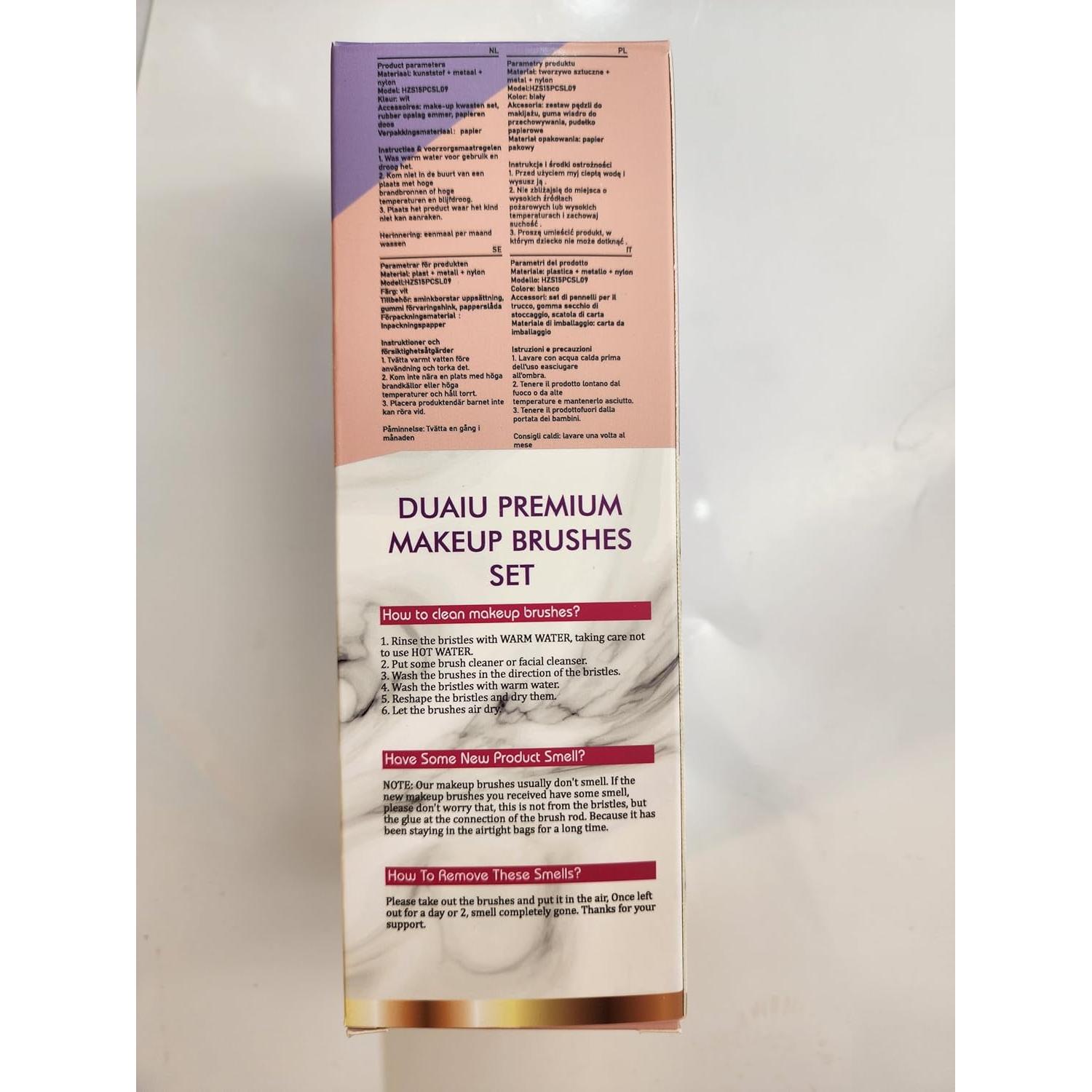 Conjunto de Brochas de Maquillaje DUAIU 15 Piezas Profesional