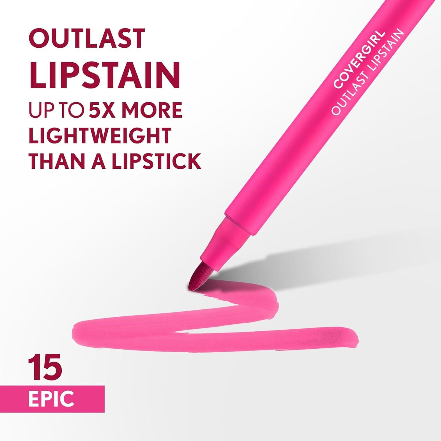 Lipstain Outlast Covergirl - 2 Tonos 15 Épico y 65 Natural