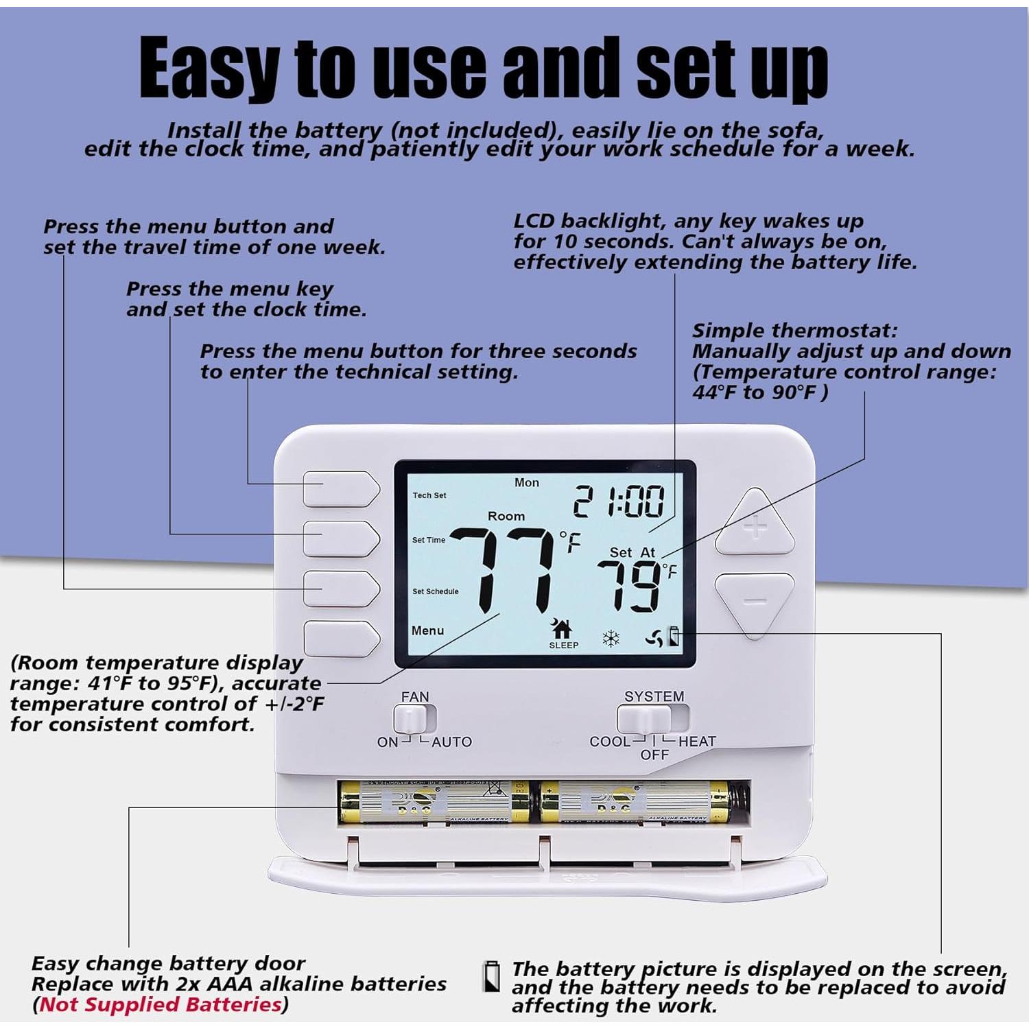 Termostato Programable Heagstat H705 1 Calor 1 Frío LCD