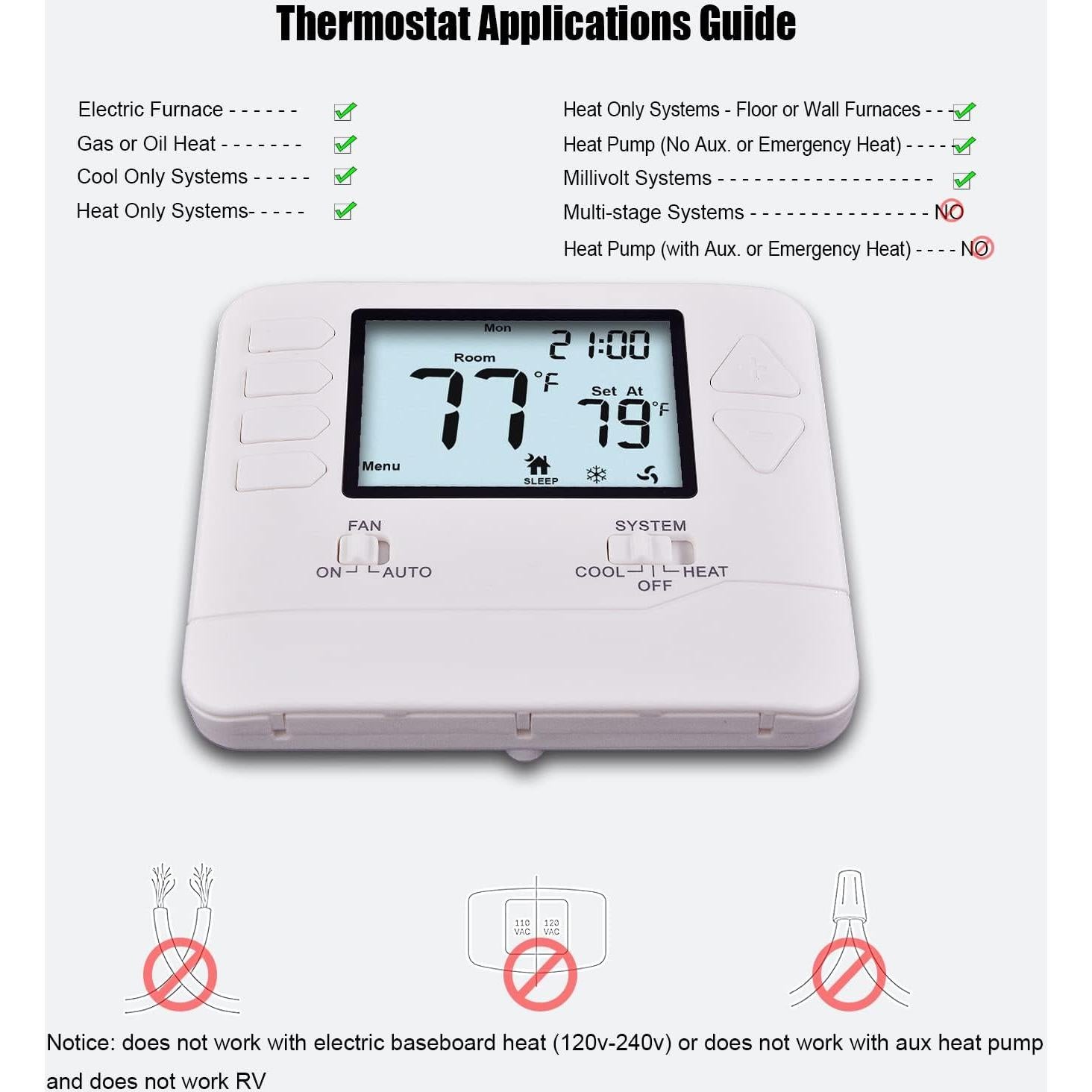 Termostato Programable Heagstat H705 1 Calor 1 Frío LCD
