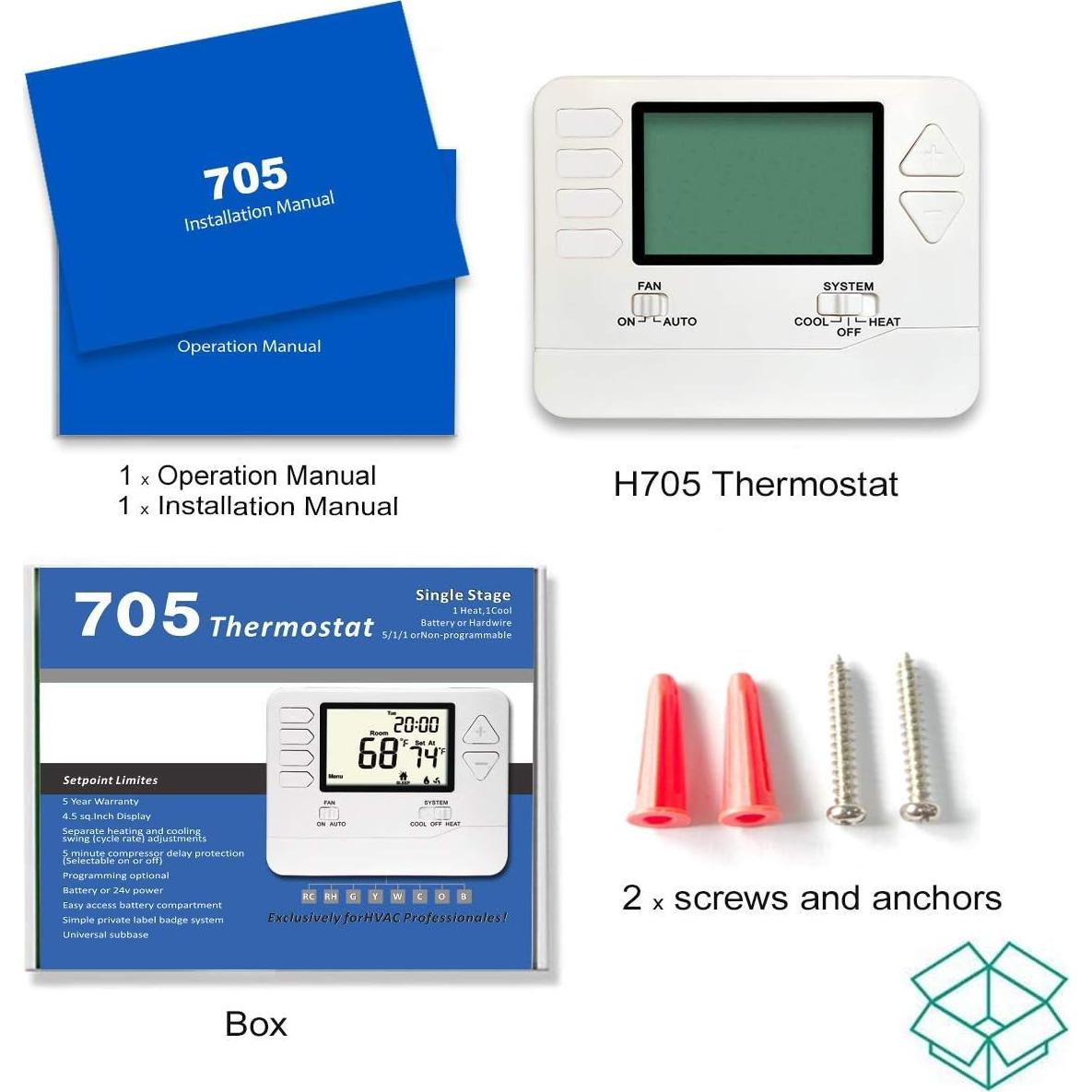 Termostato Programable Heagstat H705 1 Calor 1 Frío LCD