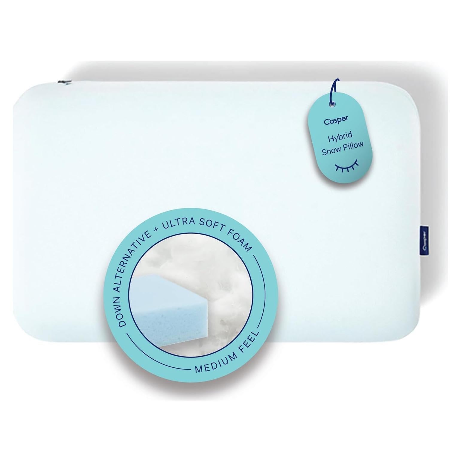 Almohada Híbrida de Nieve Casper Estándar 61x41cm Blanca