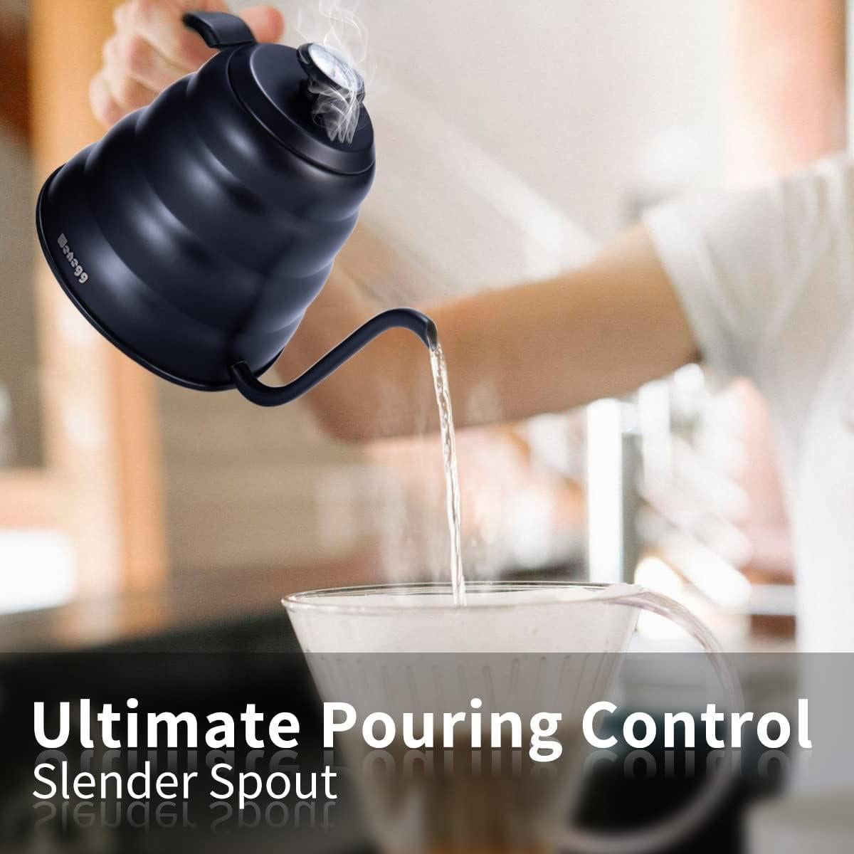 Tetera de Vierte WENEGG 1.18L Acero Inoxidable Negro con Termómetro