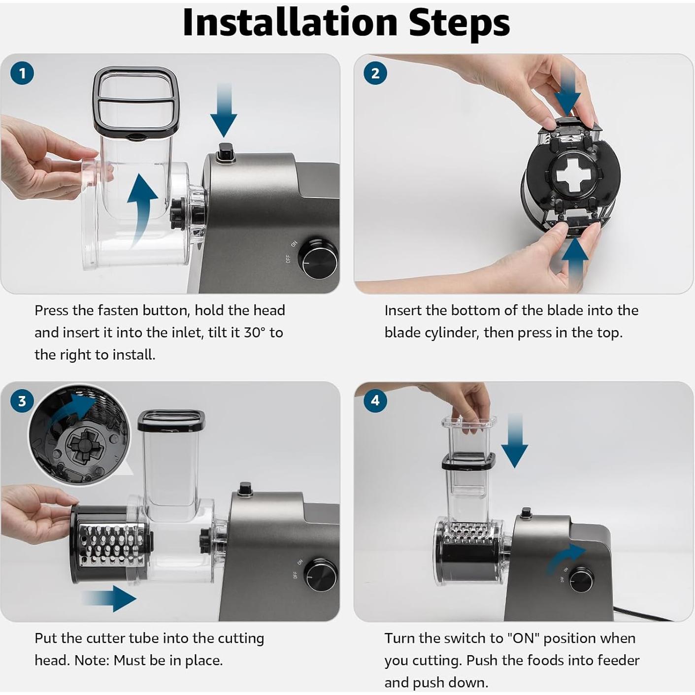 Rallador de Queso Eléctrico KIXCVDM 250W 5 Cuchillas Inox