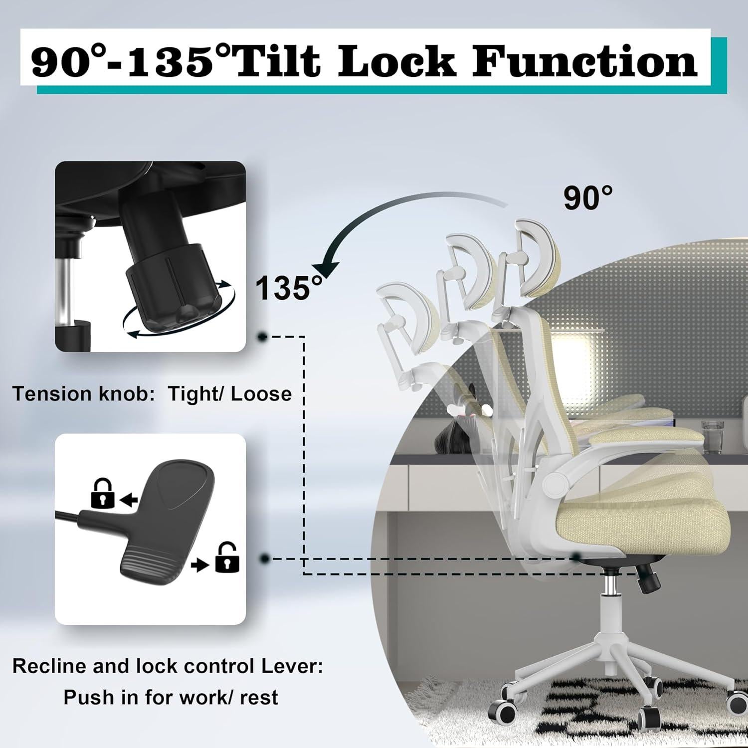 Silla de Oficina Ergonómica FOKESUN OC-189H Beige Total